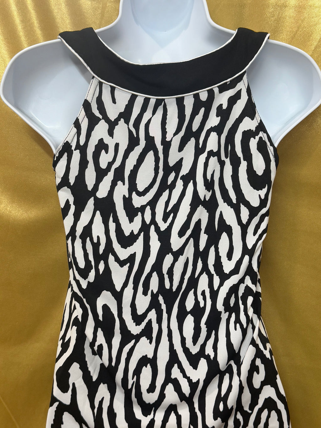 IZ Byer California Zebra Print Contrast Hem Halter Tank Top - Size Small