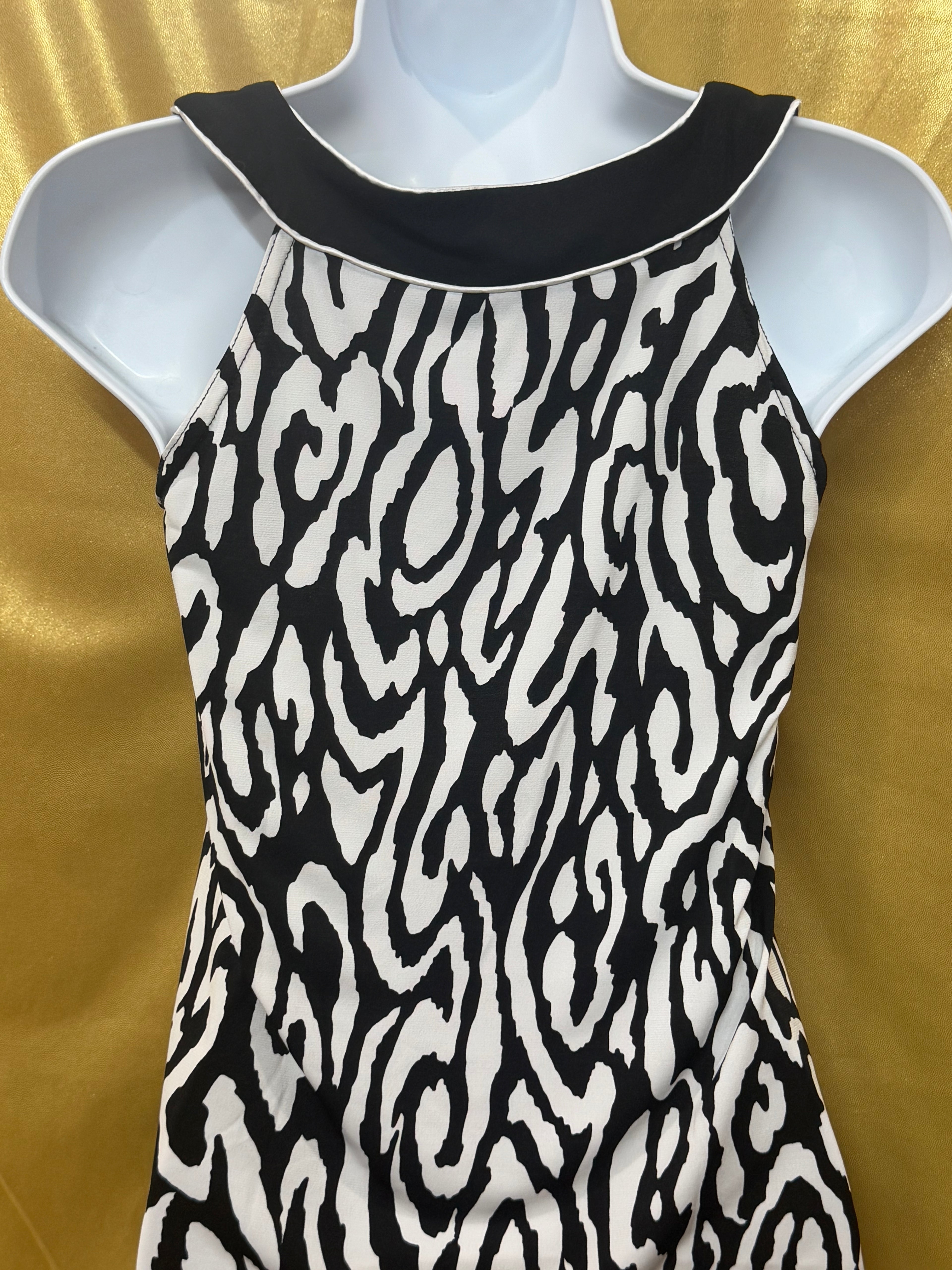 IZ Byer California Zebra Print Contrast Hem Halter Tank Top - Size Small