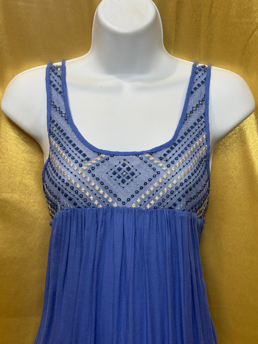 Aéropostale Blue Embroidered Babydoll Tank Top Size M