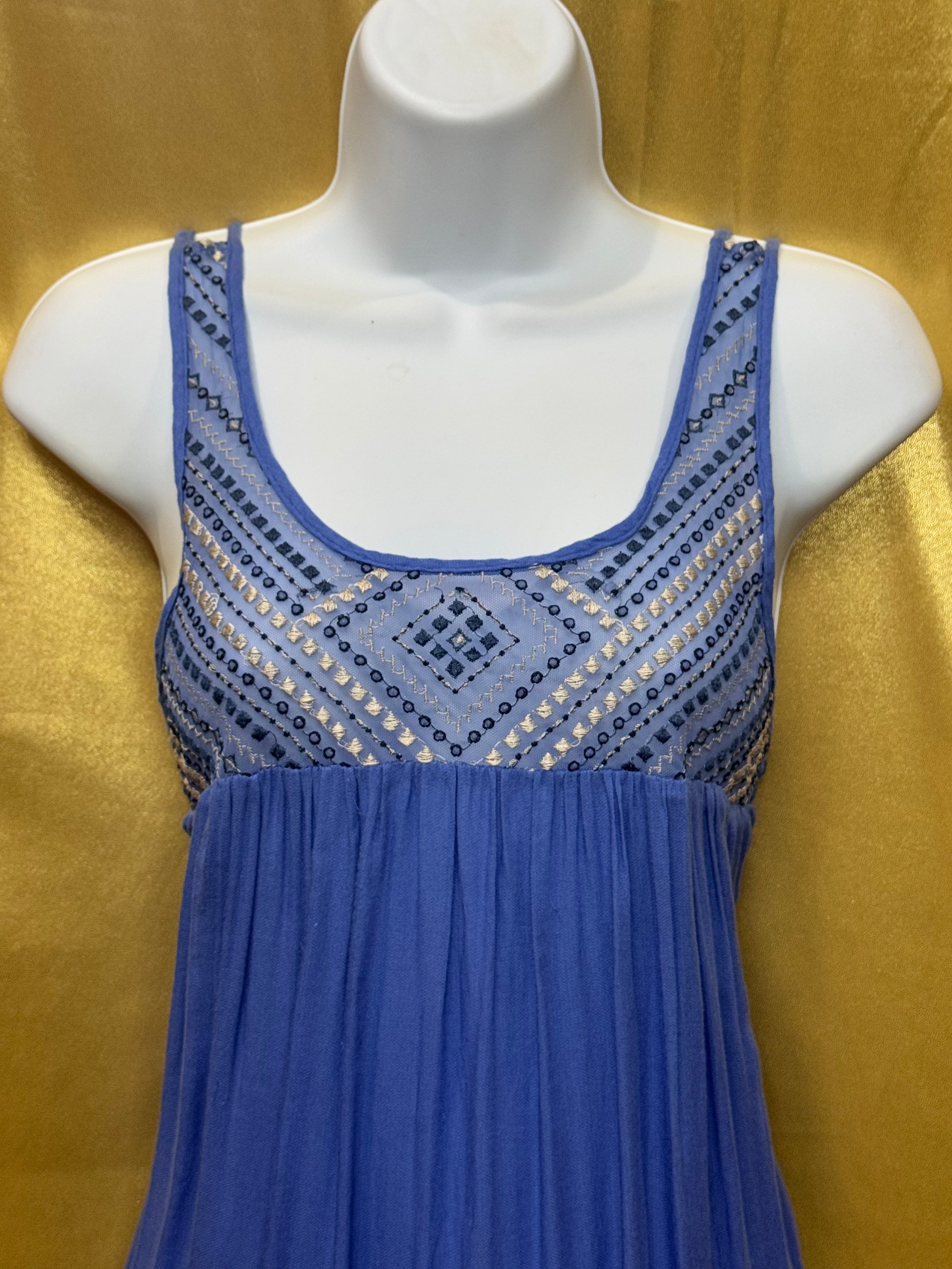 Aéropostale Blue Embroidered Babydoll Tank Top Size M