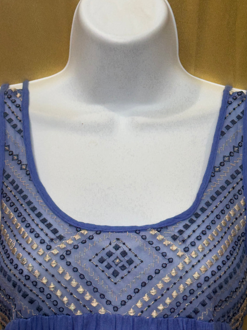 Aéropostale Blue Embroidered Babydoll Tank Top Size M