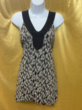 Vintage SUZIE Abstract Print Contrast V-Neck Tank Top - Size Medium