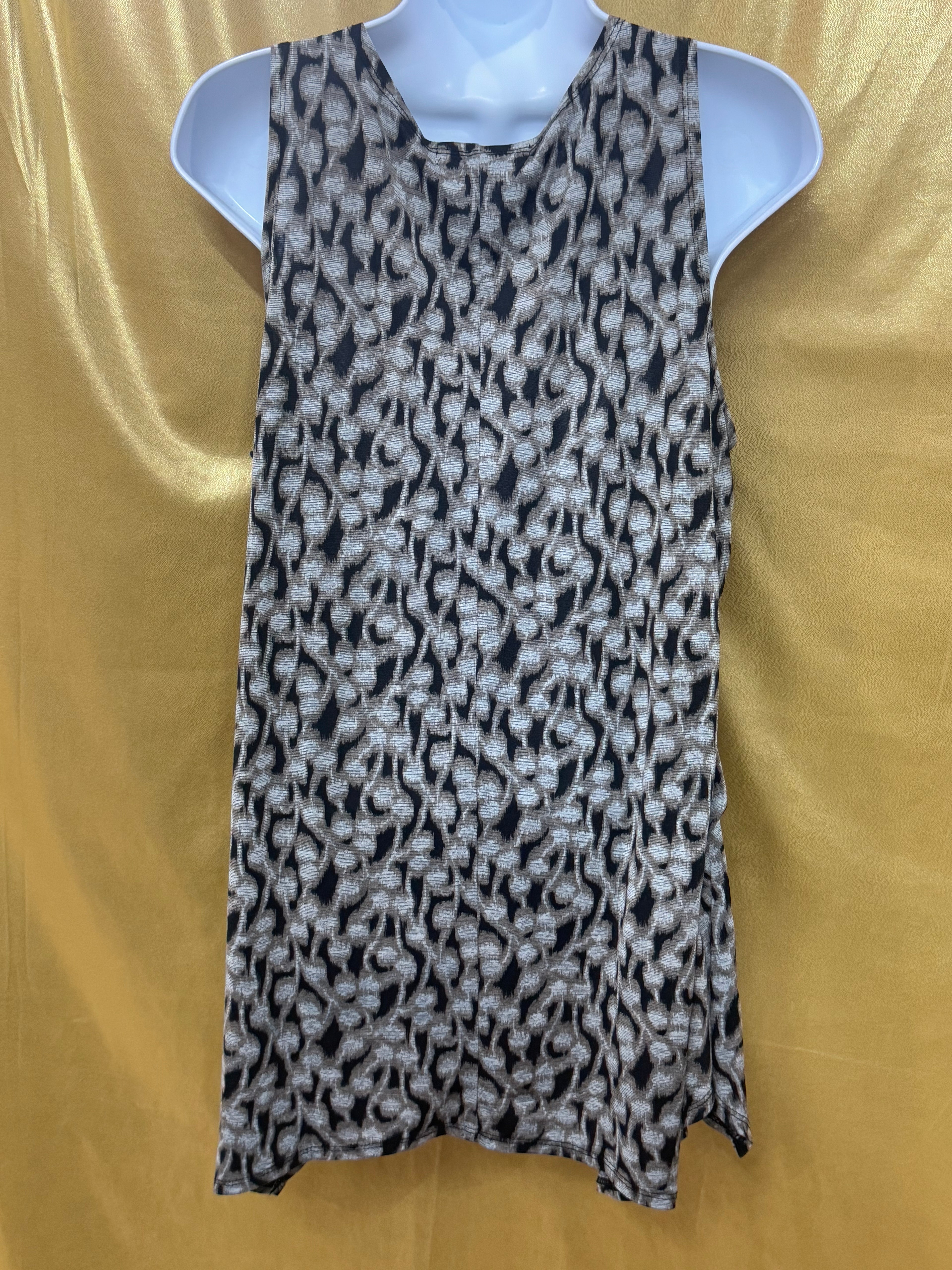 Vintage SUZIE Abstract Print Contrast V-Neck Tank Top - Size Medium