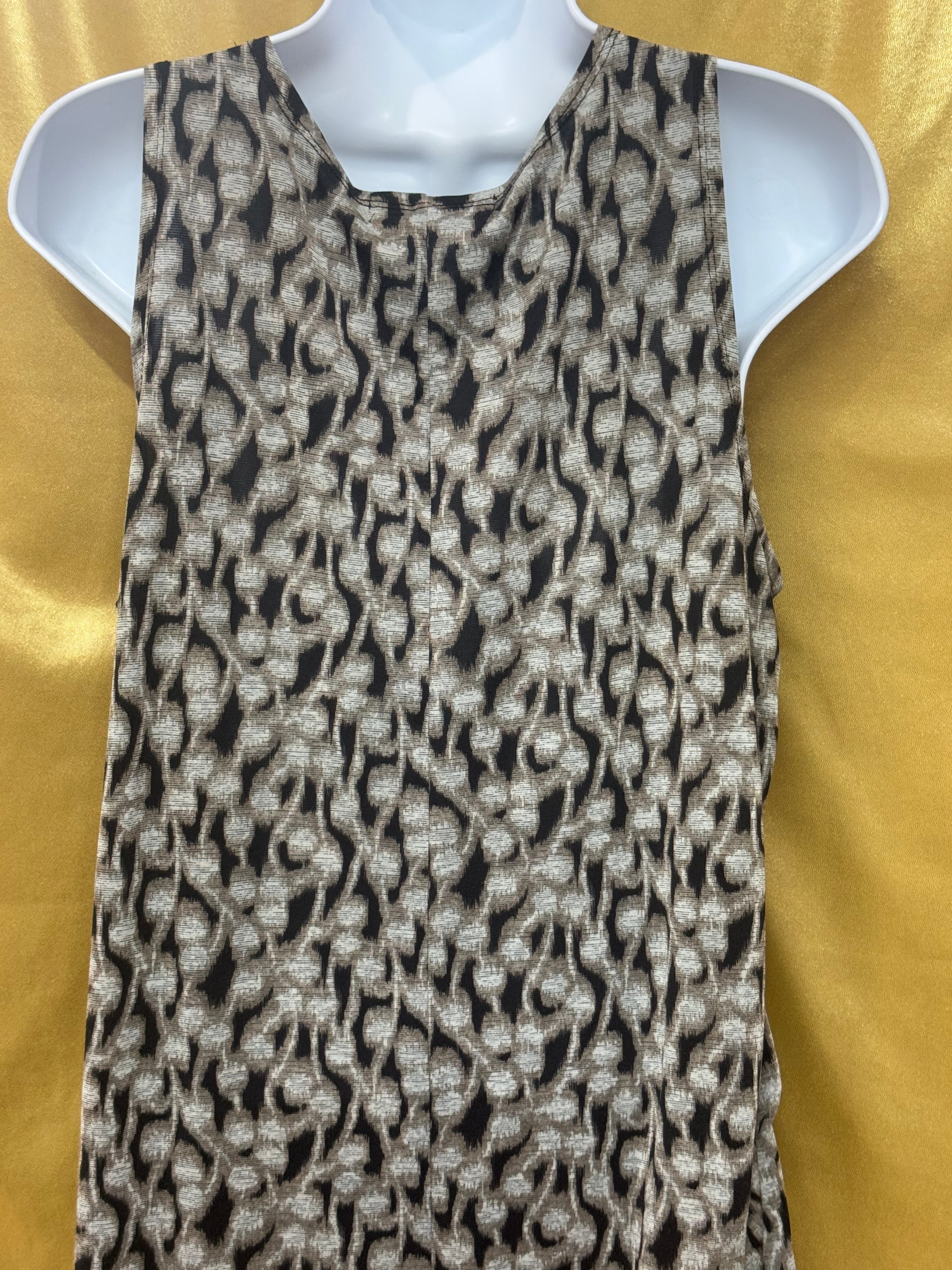 Vintage SUZIE Abstract Print Contrast V-Neck Tank Top - Size Medium