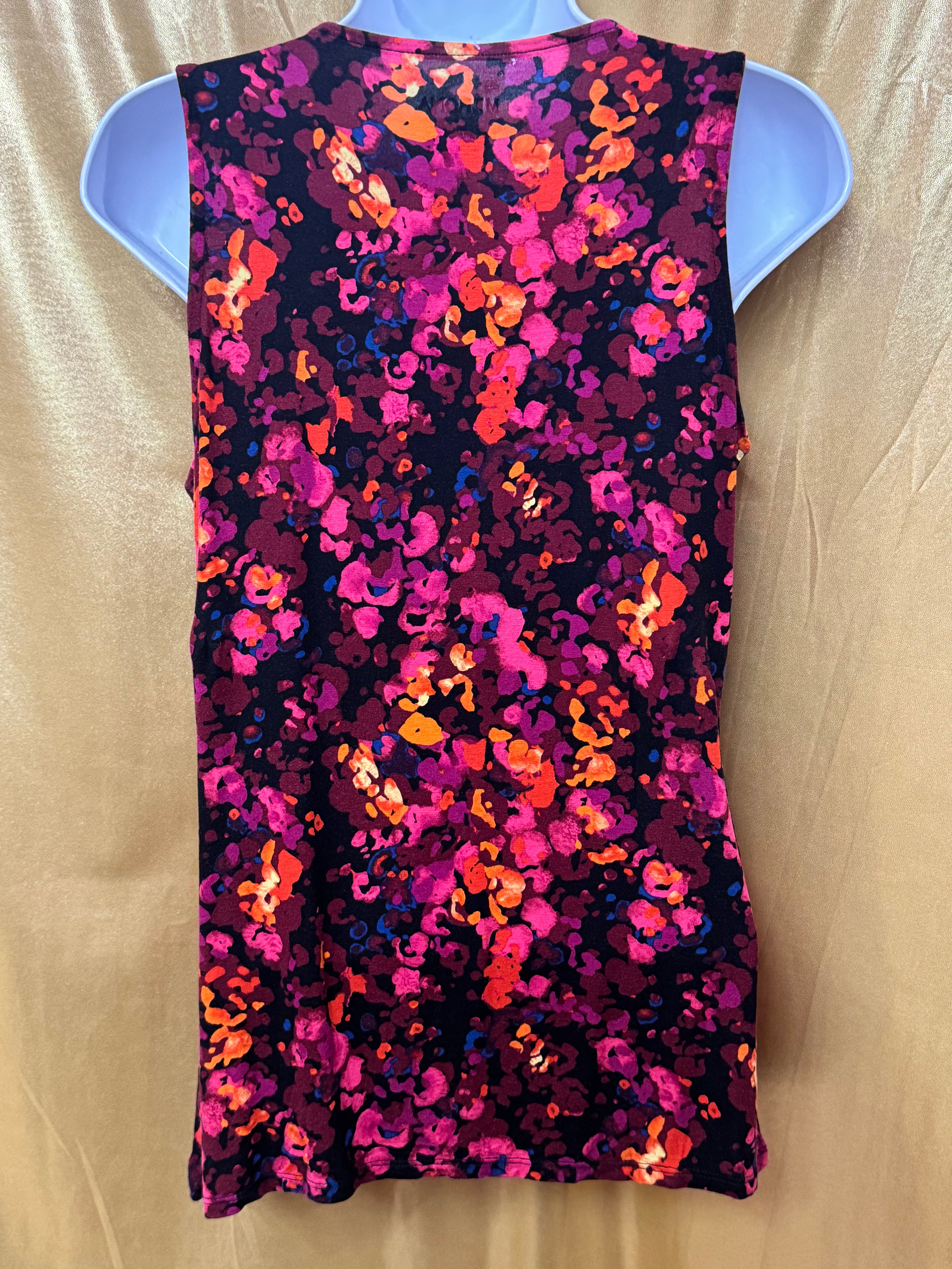 Merona Floral Ruffle Front Tank Top Size Small Sleeveless Stretchy Rayon Blend
