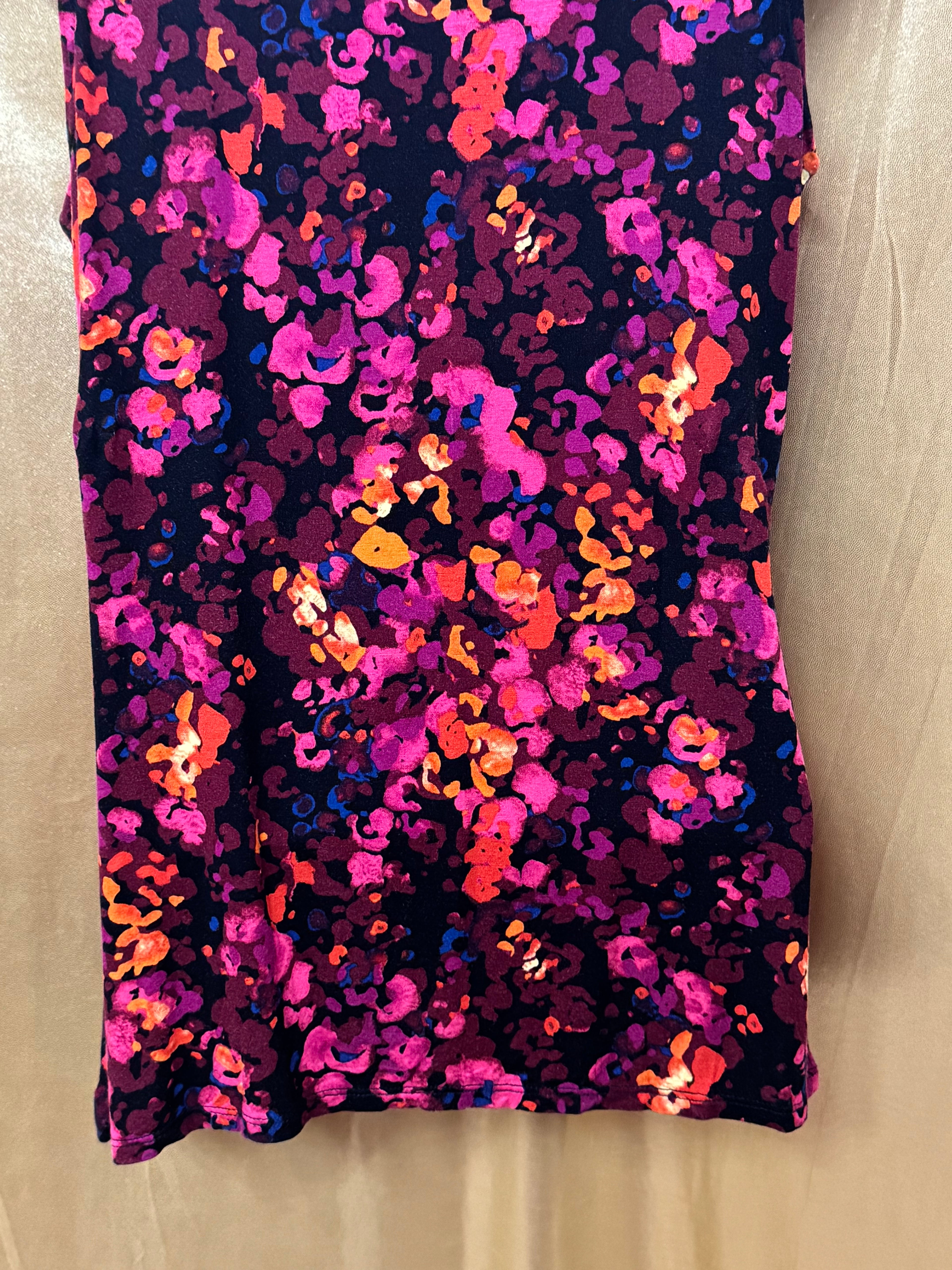 Merona Floral Ruffle Front Tank Top Size Small Sleeveless Stretchy Rayon Blend