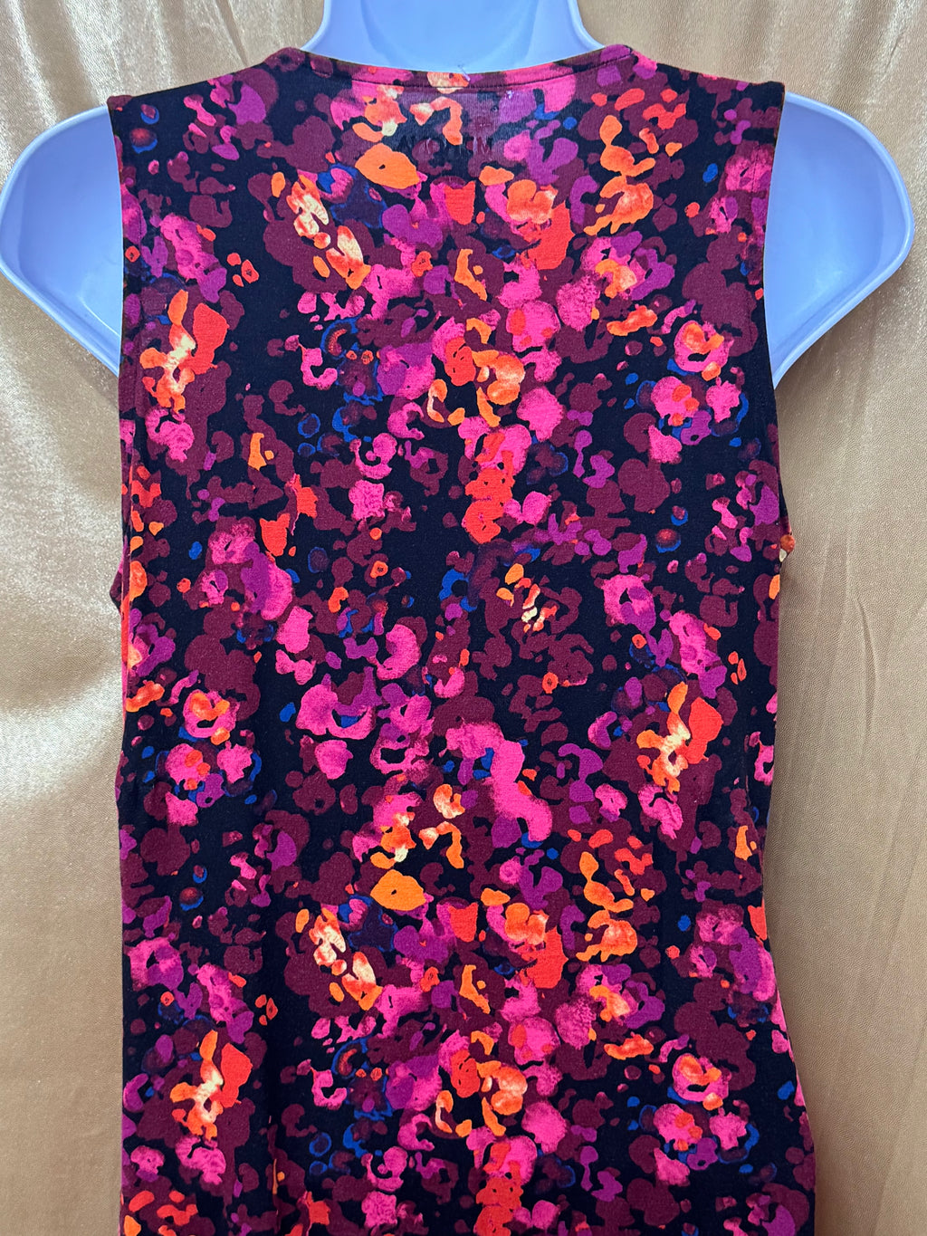 Merona Floral Ruffle Front Tank Top Size Small Sleeveless Stretchy Rayon Blend
