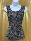 JM Collection Geometric Square Print Sleeveless Scoop Neck Top — Size Small