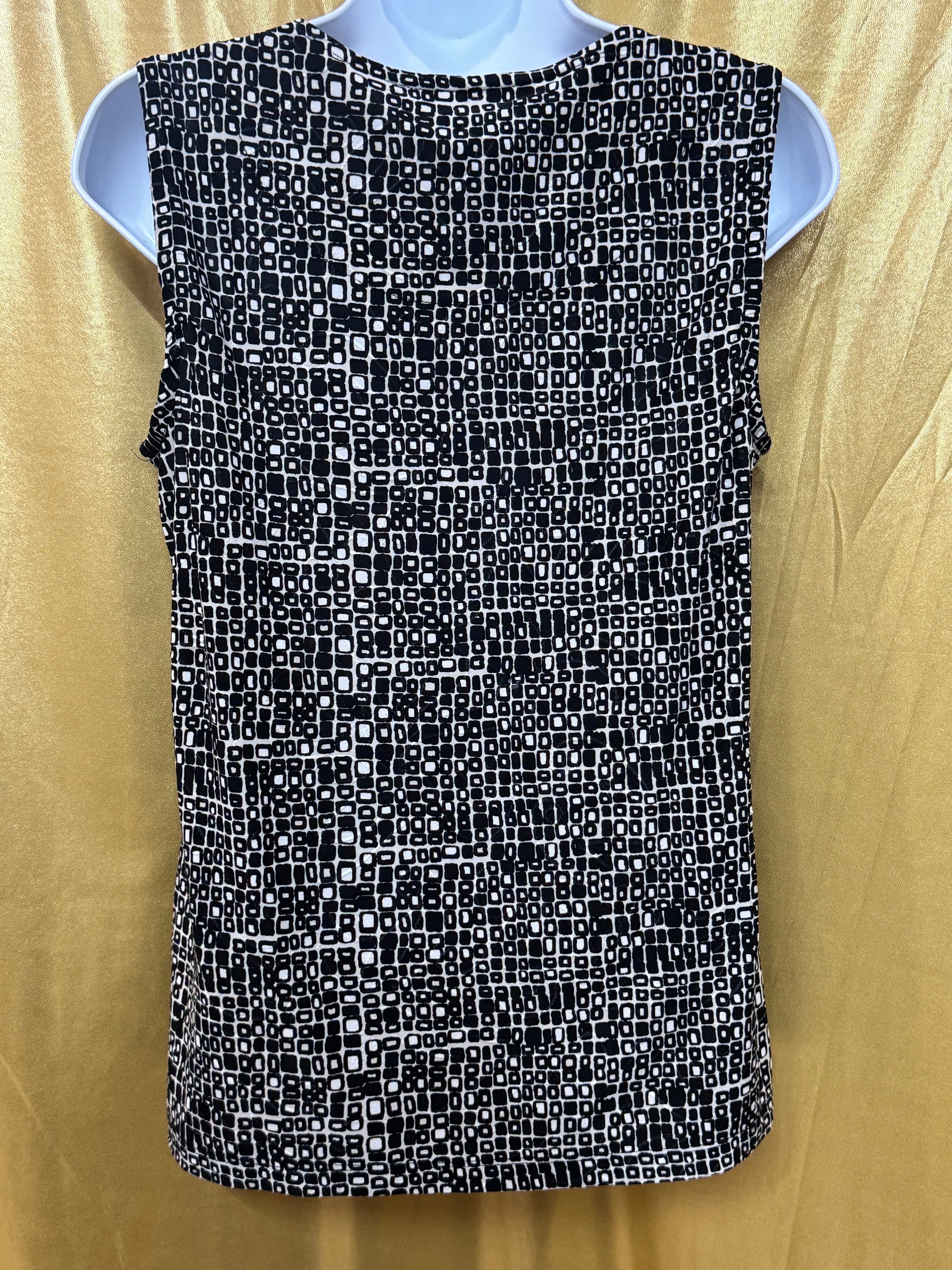 JM Collection Geometric Square Print Sleeveless Scoop Neck Top — Size Small