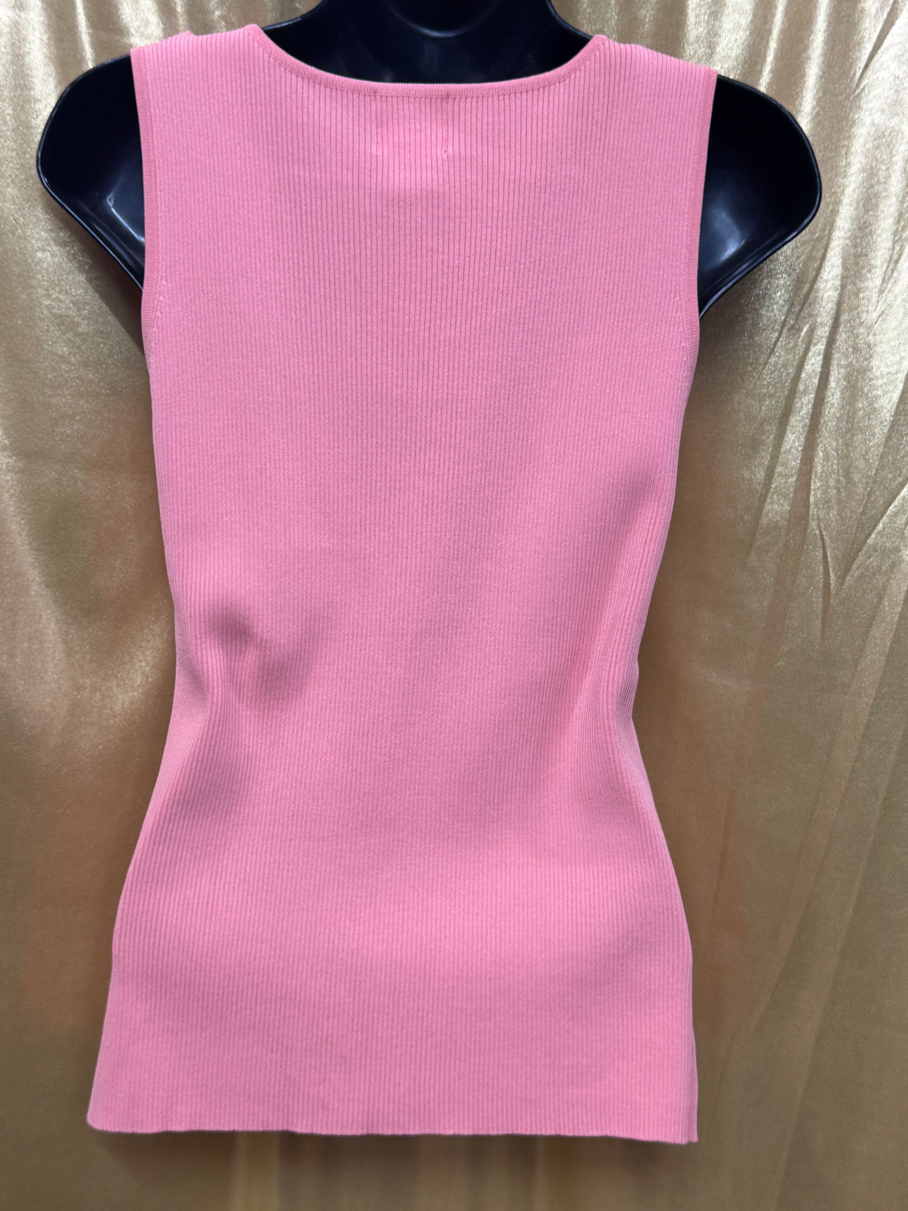 Ruby Rd. Peach Pink Embellished Tank Top Small Ribbed Knit
