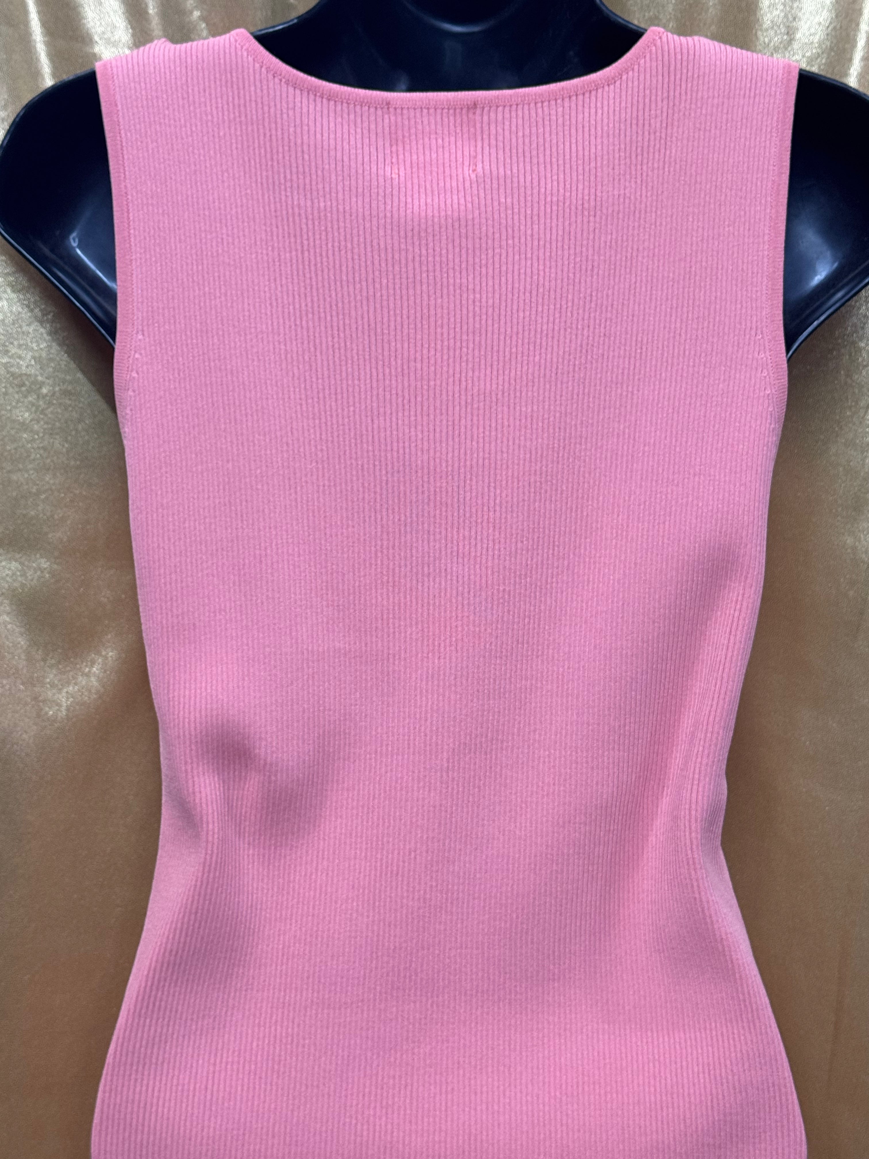 Ruby Rd. Peach Pink Embellished Tank Top Small Ribbed Knit