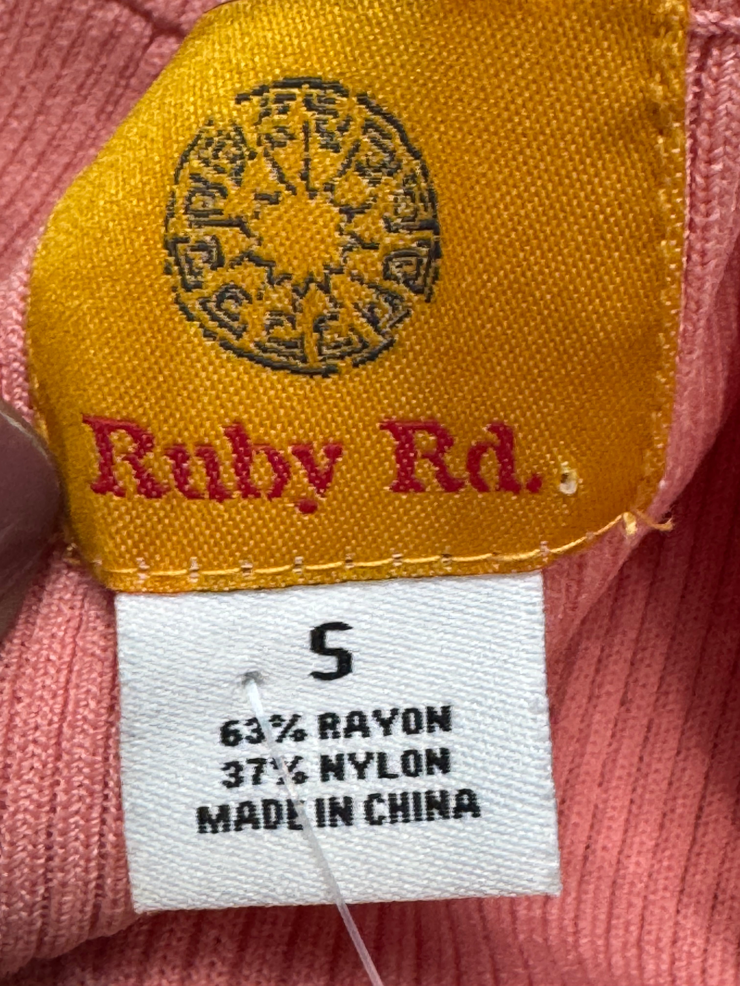 Ruby Rd. Peach Pink Embellished Tank Top Small Ribbed Knit