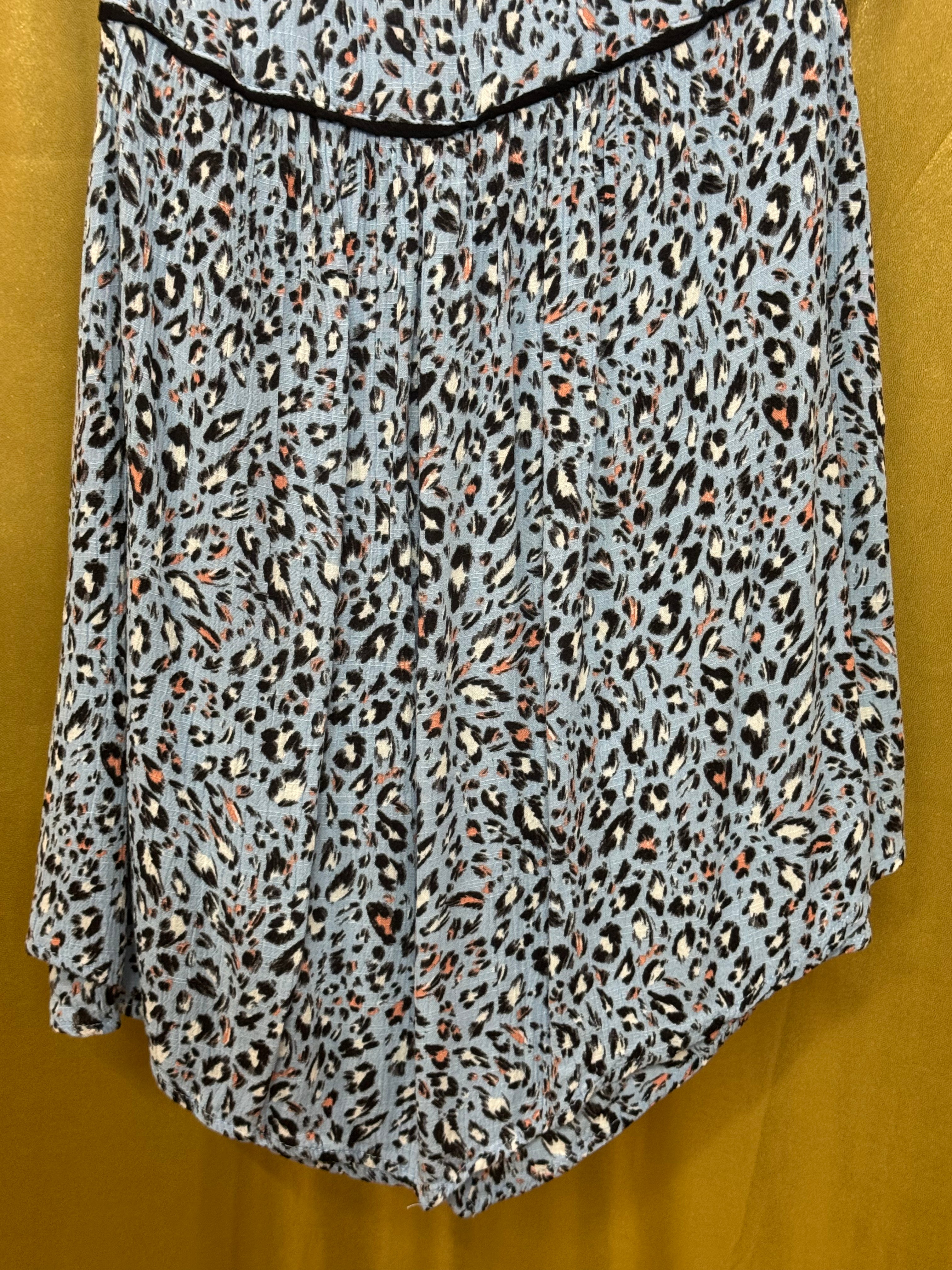 Democracy Blue Cheetah Print V-Neck Tank Top Size Small
