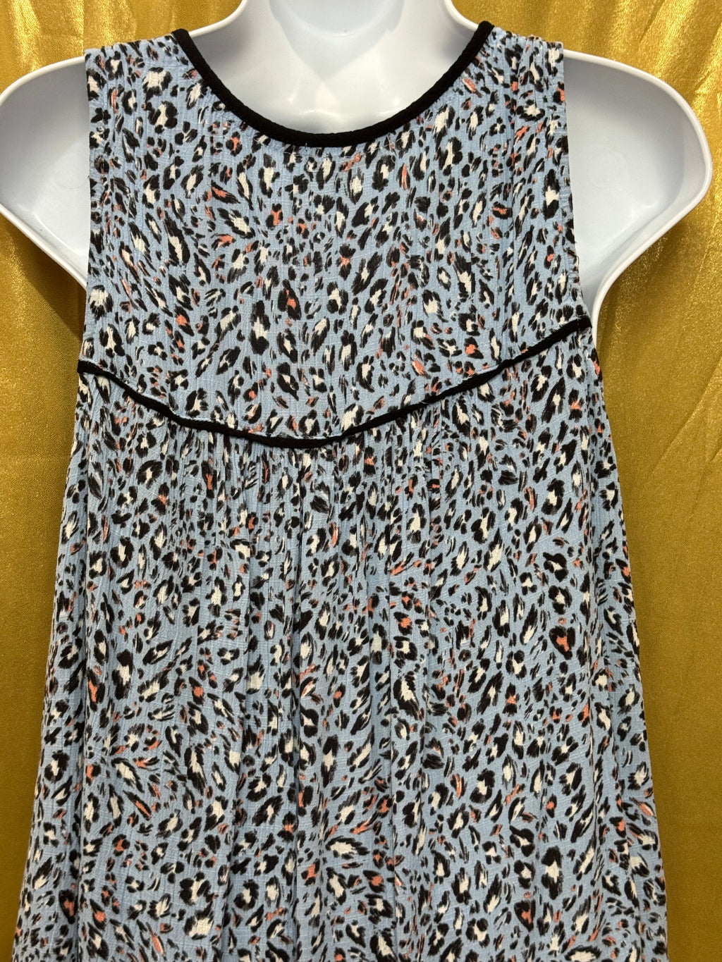 Democracy Blue Cheetah Print V-Neck Tank Top Size Small
