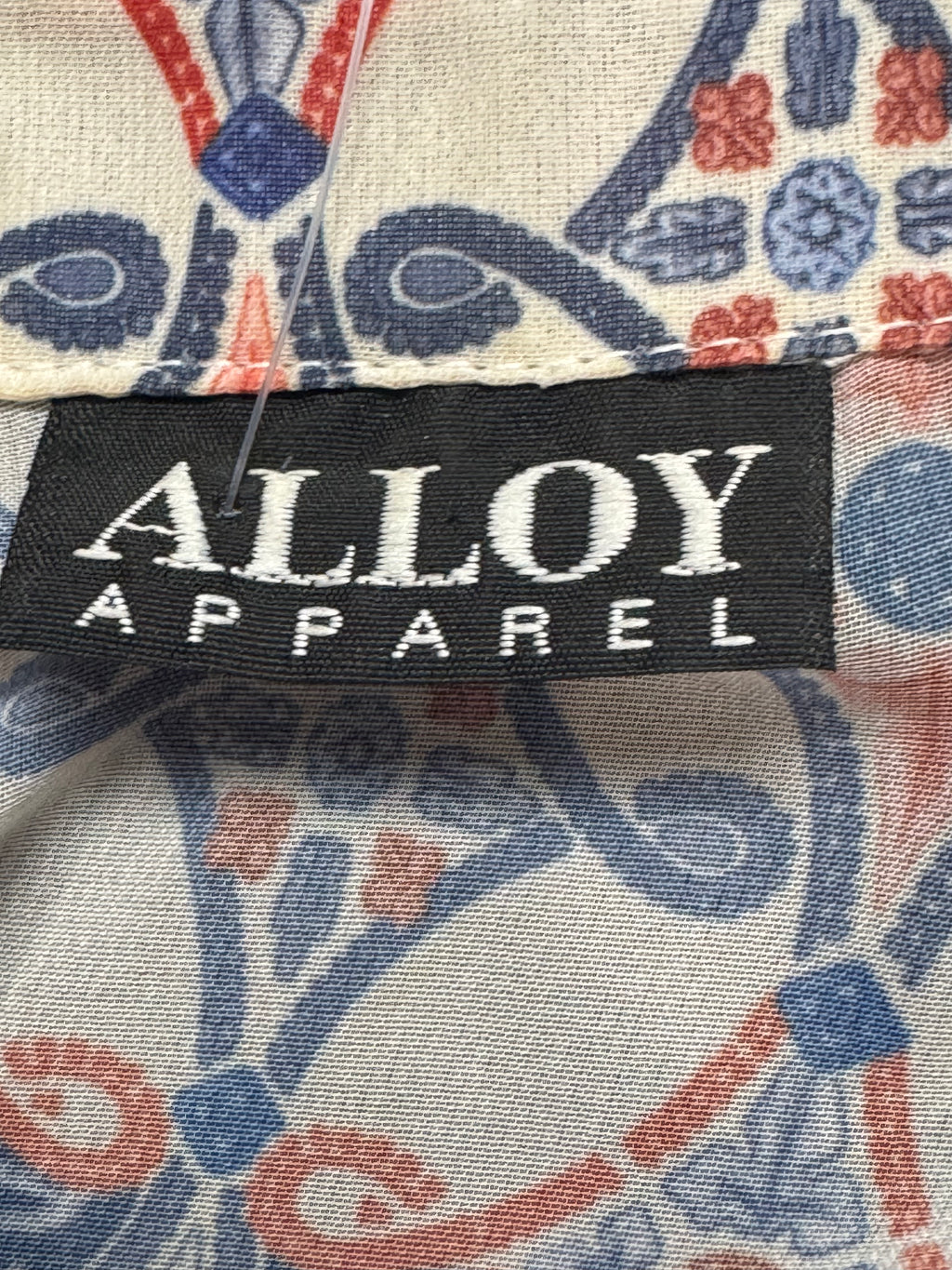 Alloy Apparel Sleeveless Geometric Print Collared Blouse Size Medium Made in USA