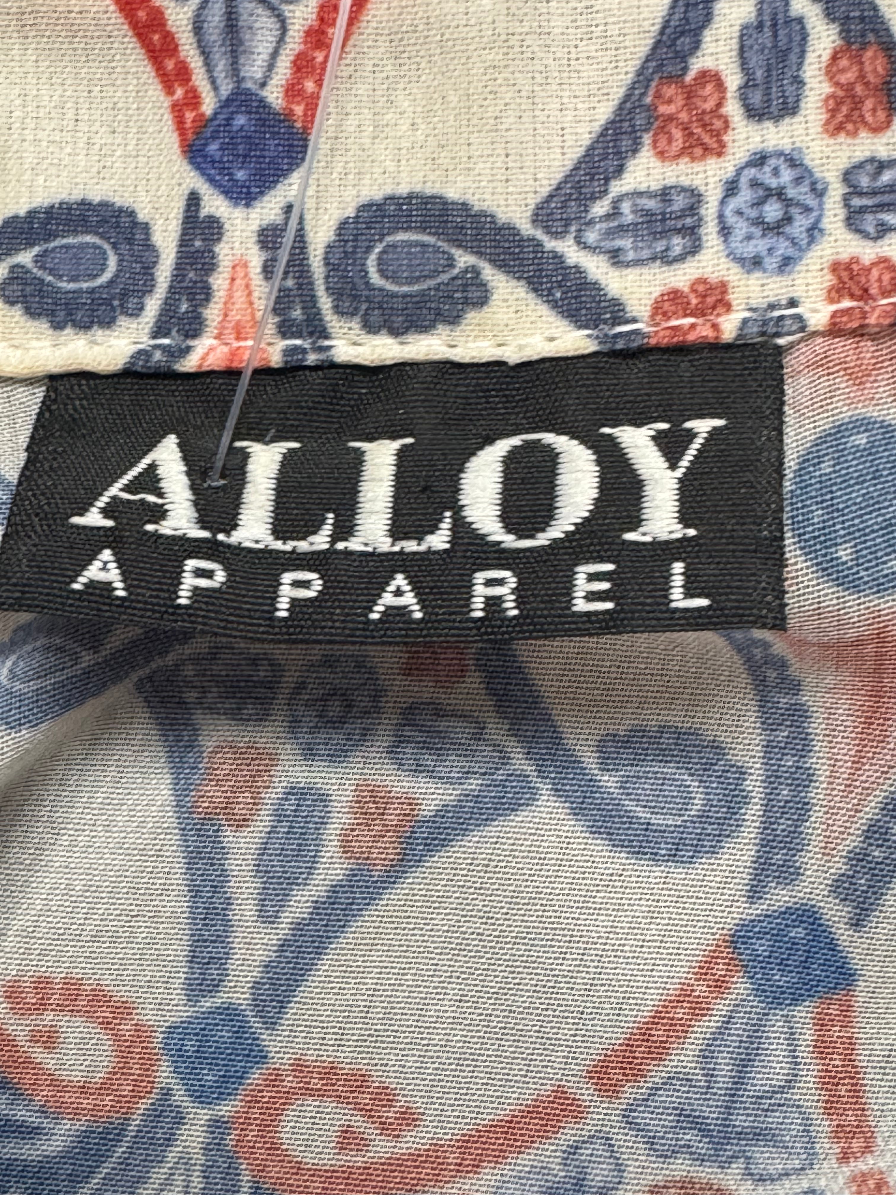 Alloy Apparel Sleeveless Geometric Print Collared Blouse Size Medium Made in USA