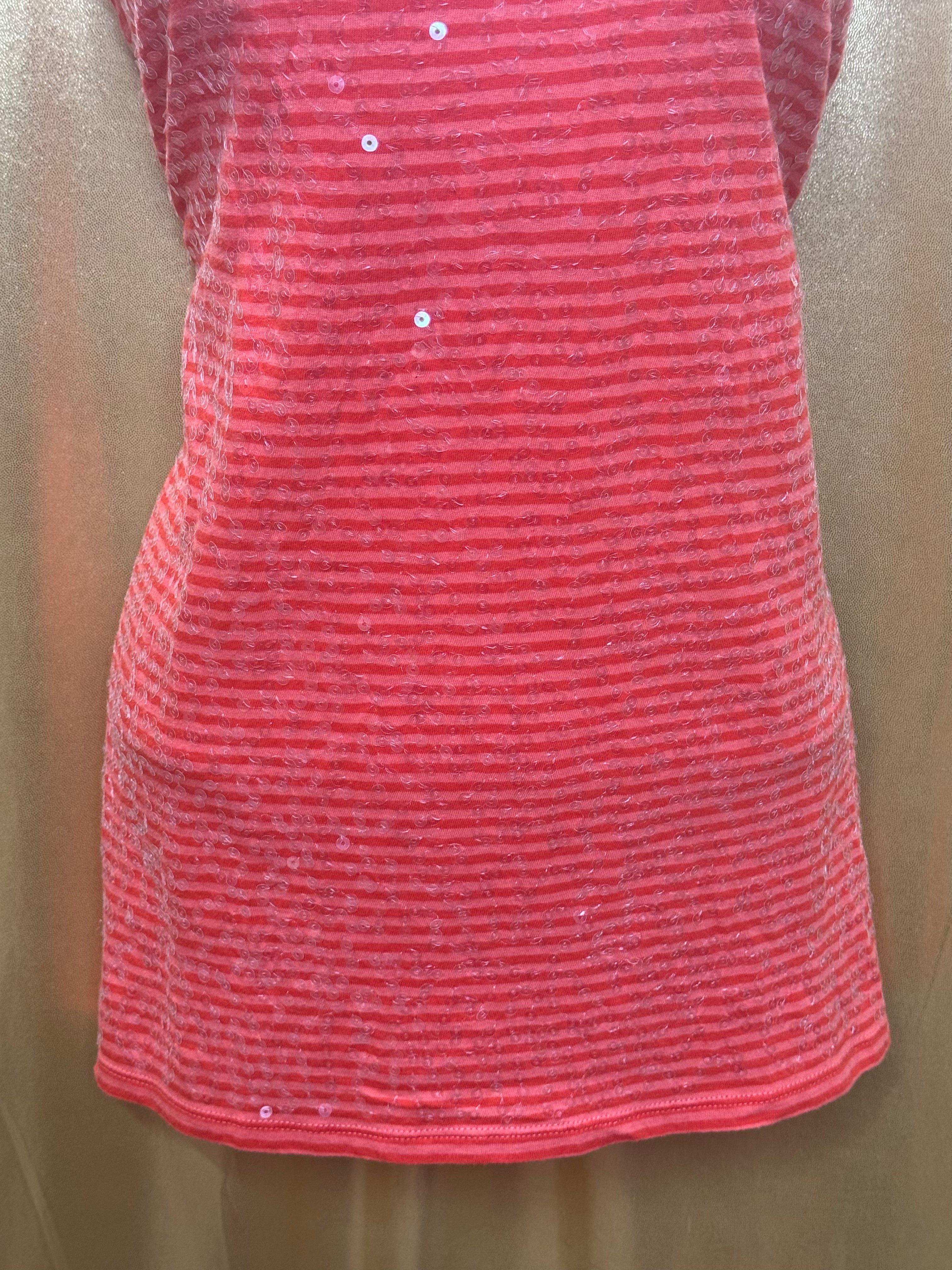 LOFT Orange Striped Sequin Scoop Neck Tank Top - Size Medium