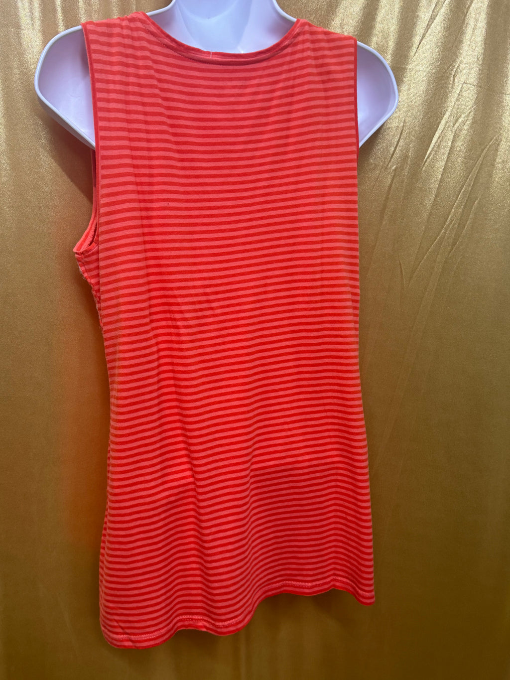 LOFT Orange Striped Sequin Scoop Neck Tank Top - Size Medium