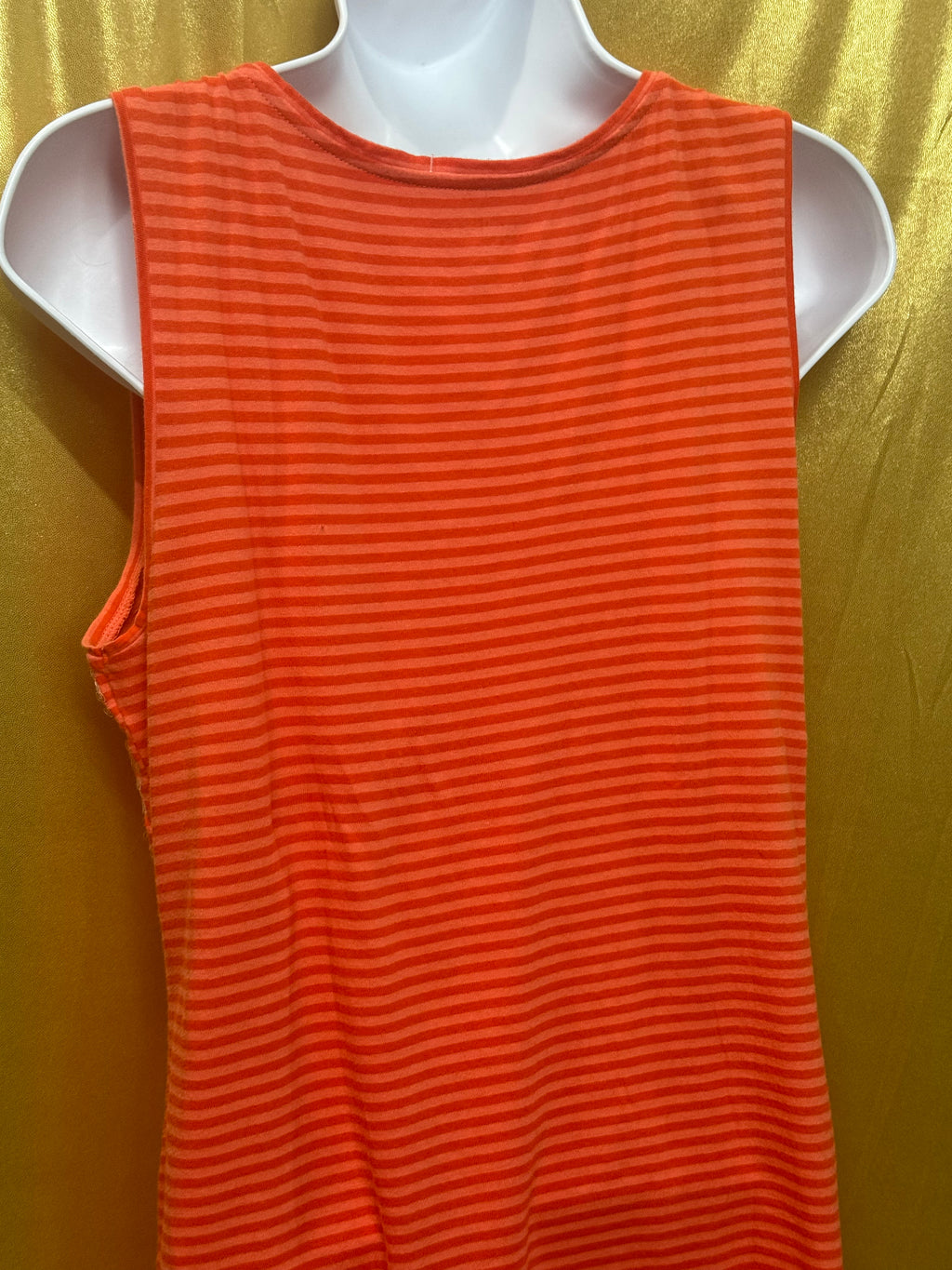 LOFT Orange Striped Sequin Scoop Neck Tank Top - Size Medium