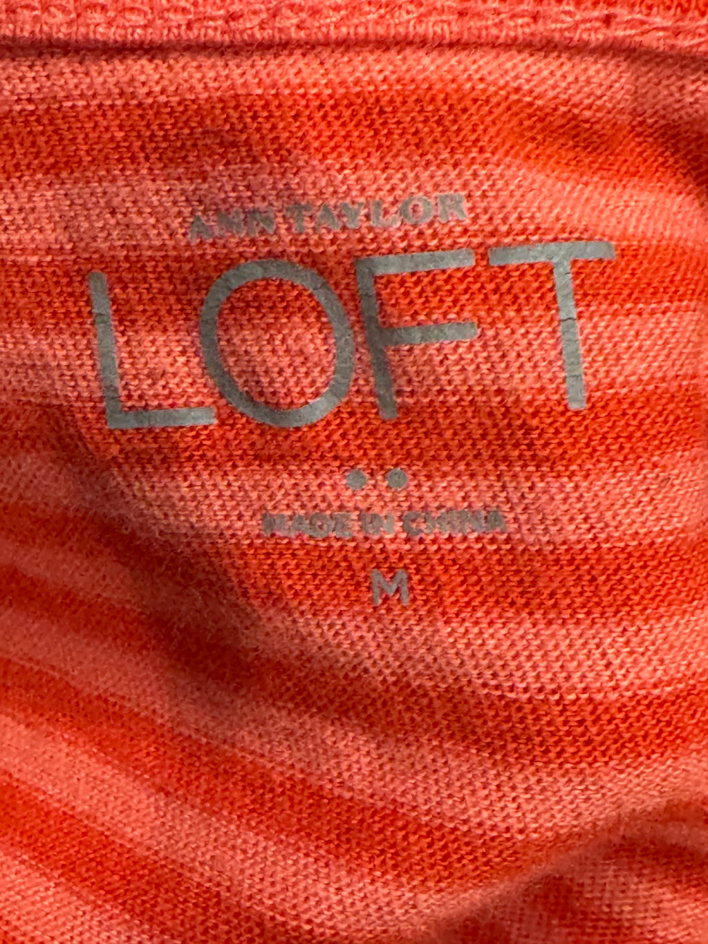 LOFT Orange Striped Sequin Scoop Neck Tank Top - Size Medium