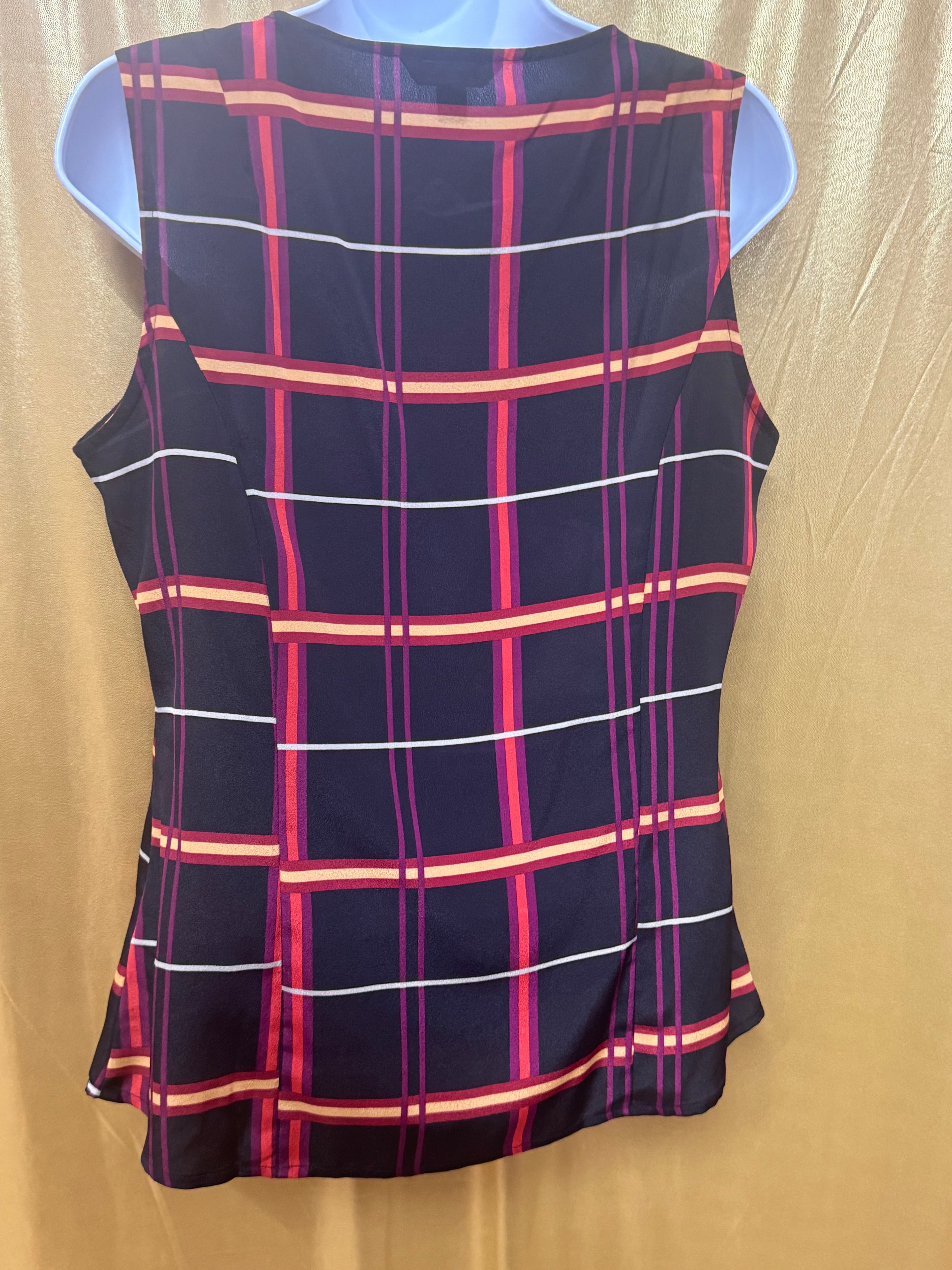 Banana Republic Plaid Ruffle Sleeveless Blouse | Size Medium