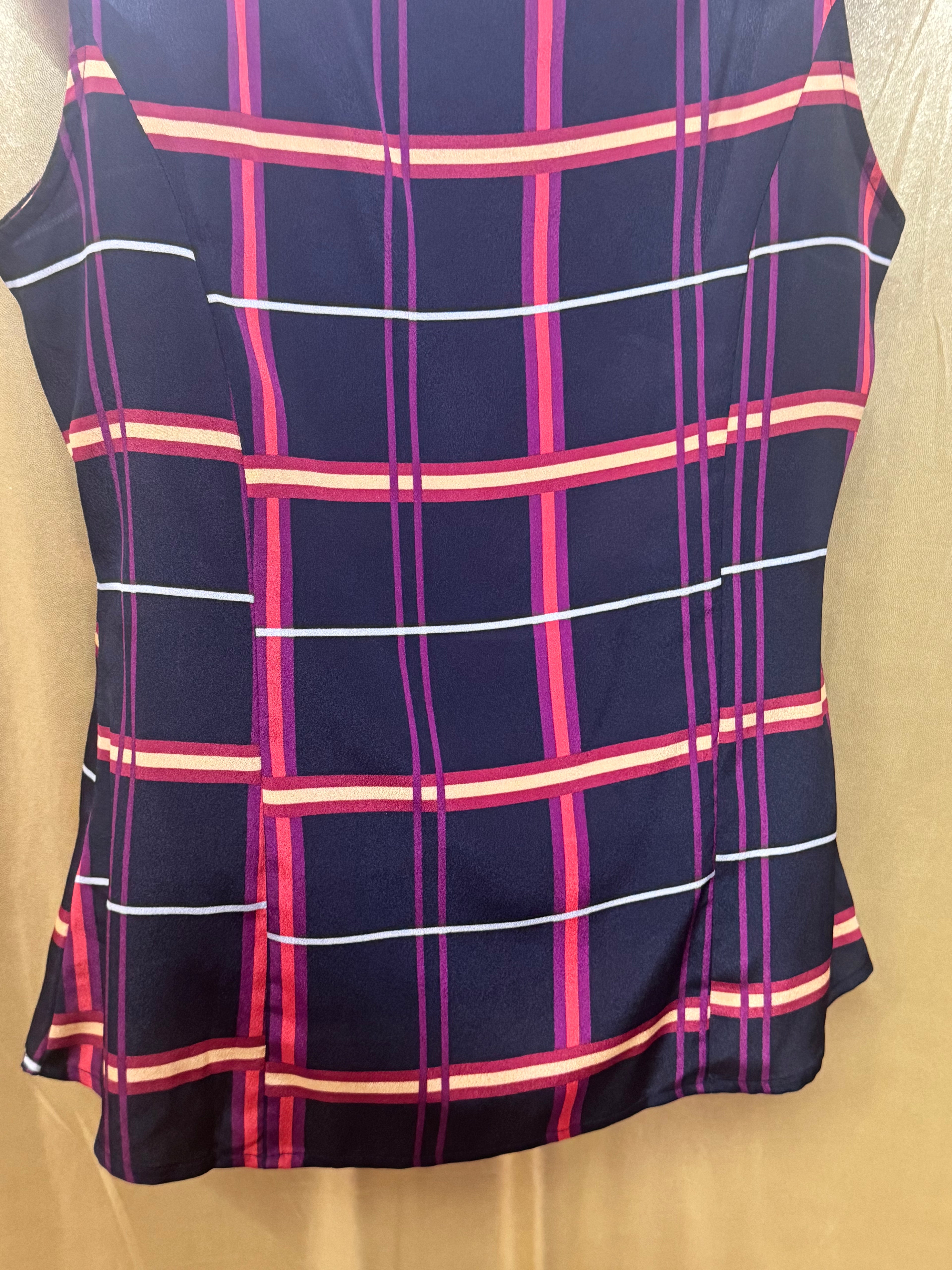Banana Republic Plaid Ruffle Sleeveless Blouse | Size Medium