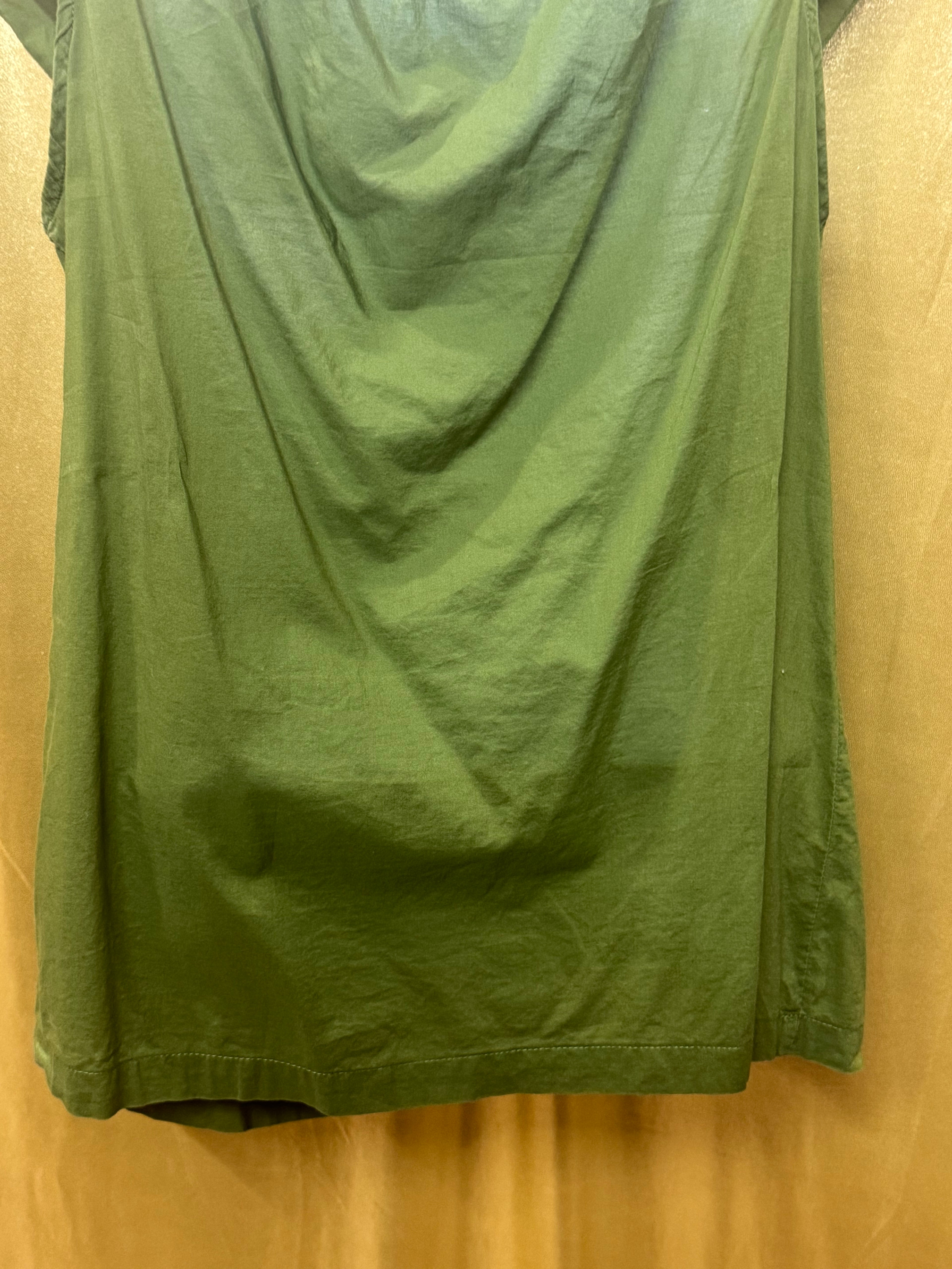 Apt. 9 Olive Green Embellished Beaded Blouse Size Medium Scoop Neck Cap Sleeve