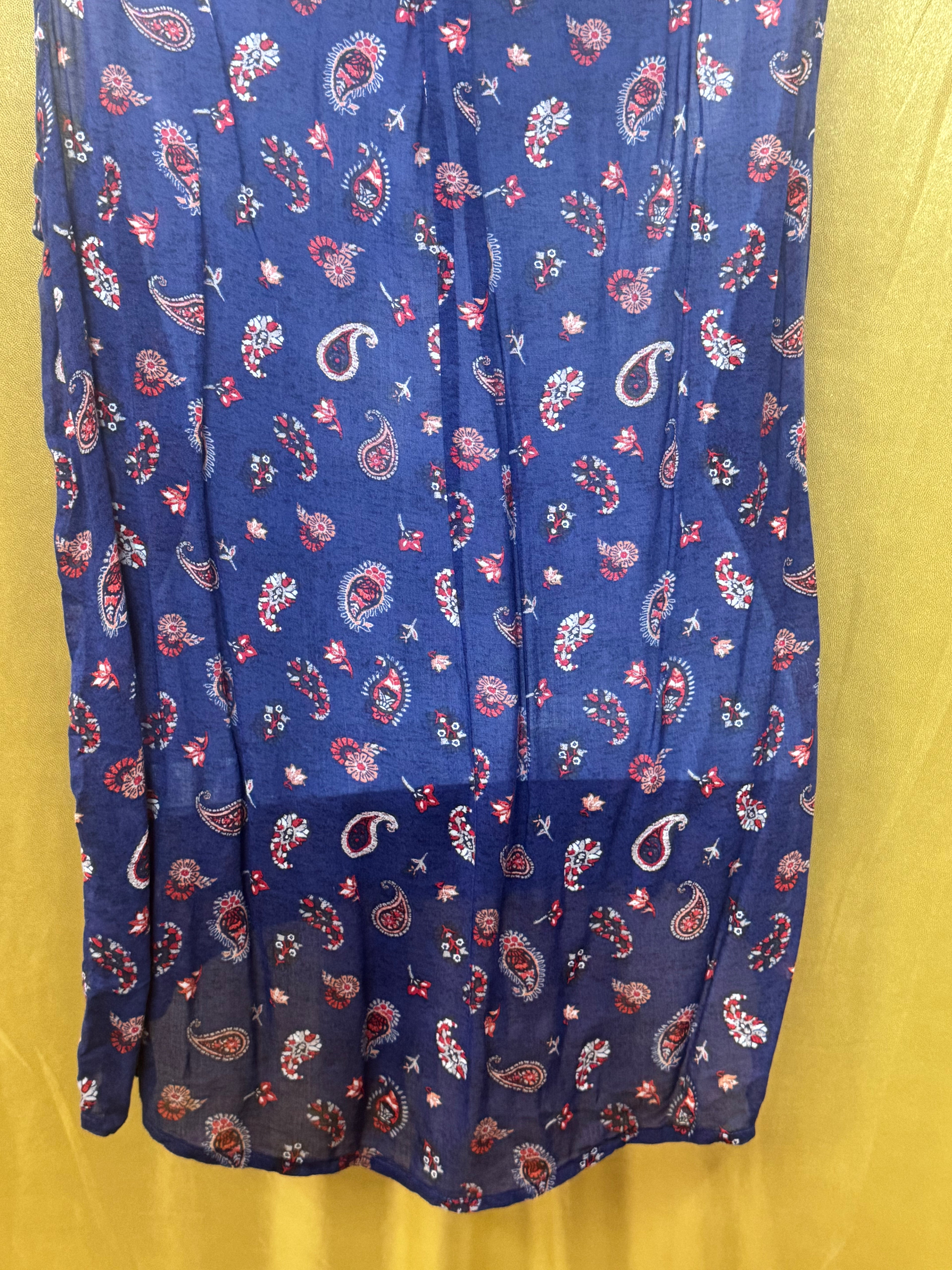 Lucky Brand Navy Paisley Sleeveless Tie-Front Top - Size M