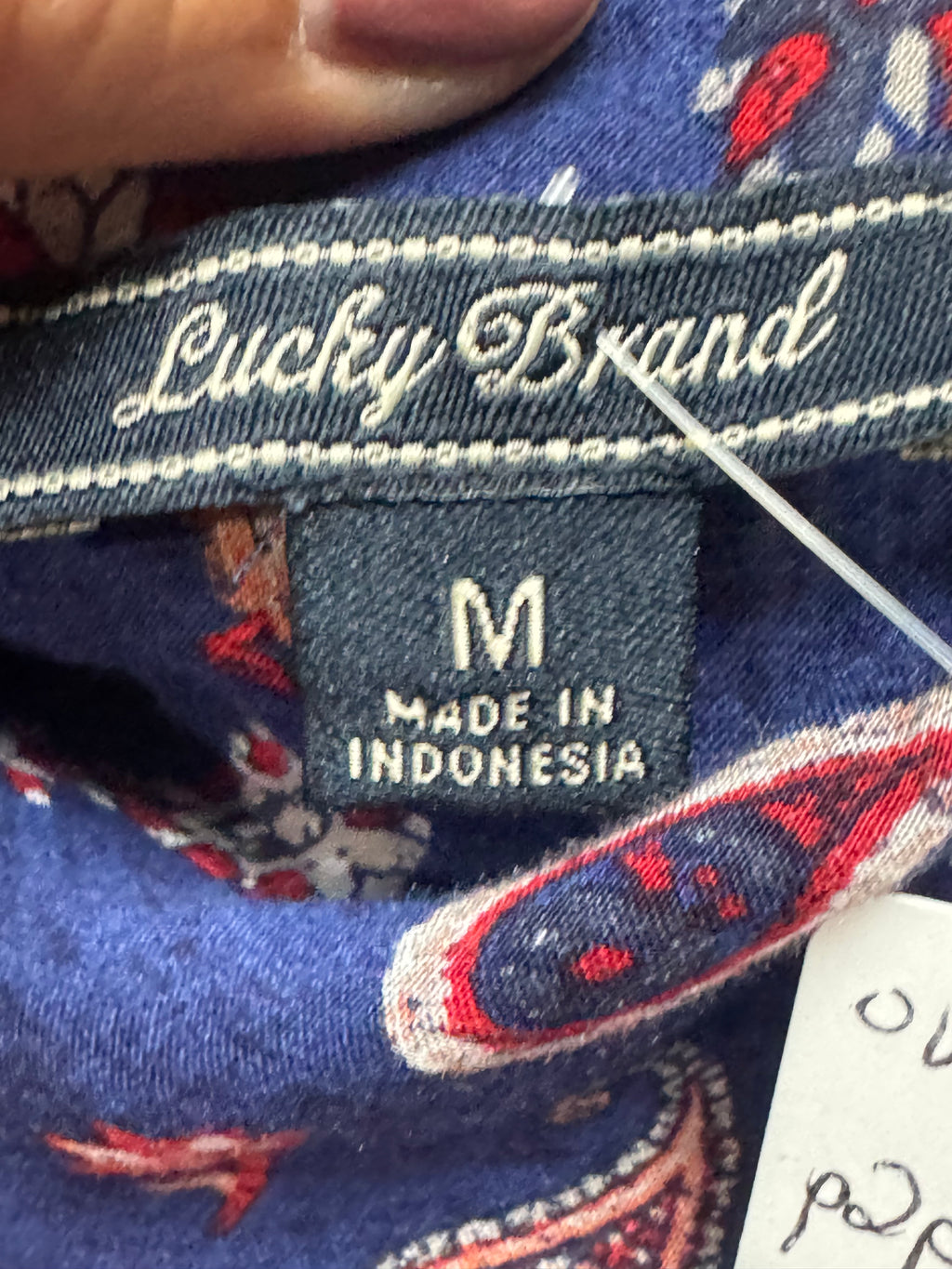 Lucky Brand Navy Paisley Sleeveless Tie-Front Top - Size M