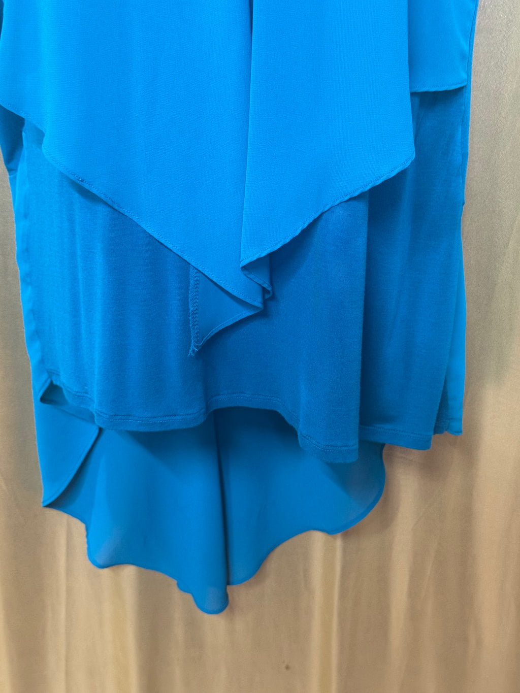 August Silk Teal Layered Asymmetric Blouse - Size Medium