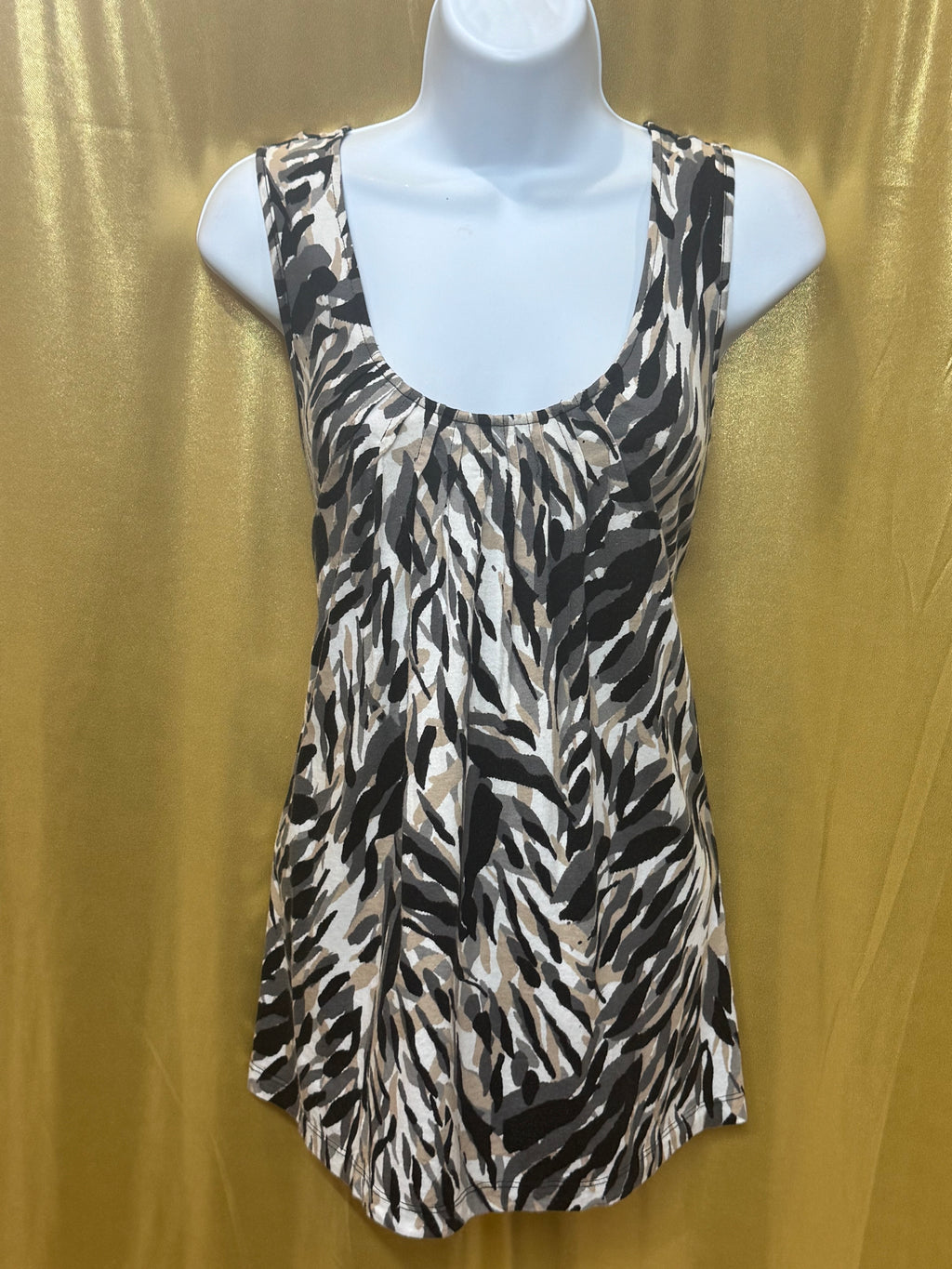 Apostrophe Zebra Print Tank Top Size M Cotton Modal Blend Scoop Neck