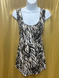 Apostrophe Zebra Print Tank Top Size M Cotton Modal Blend Scoop Neck