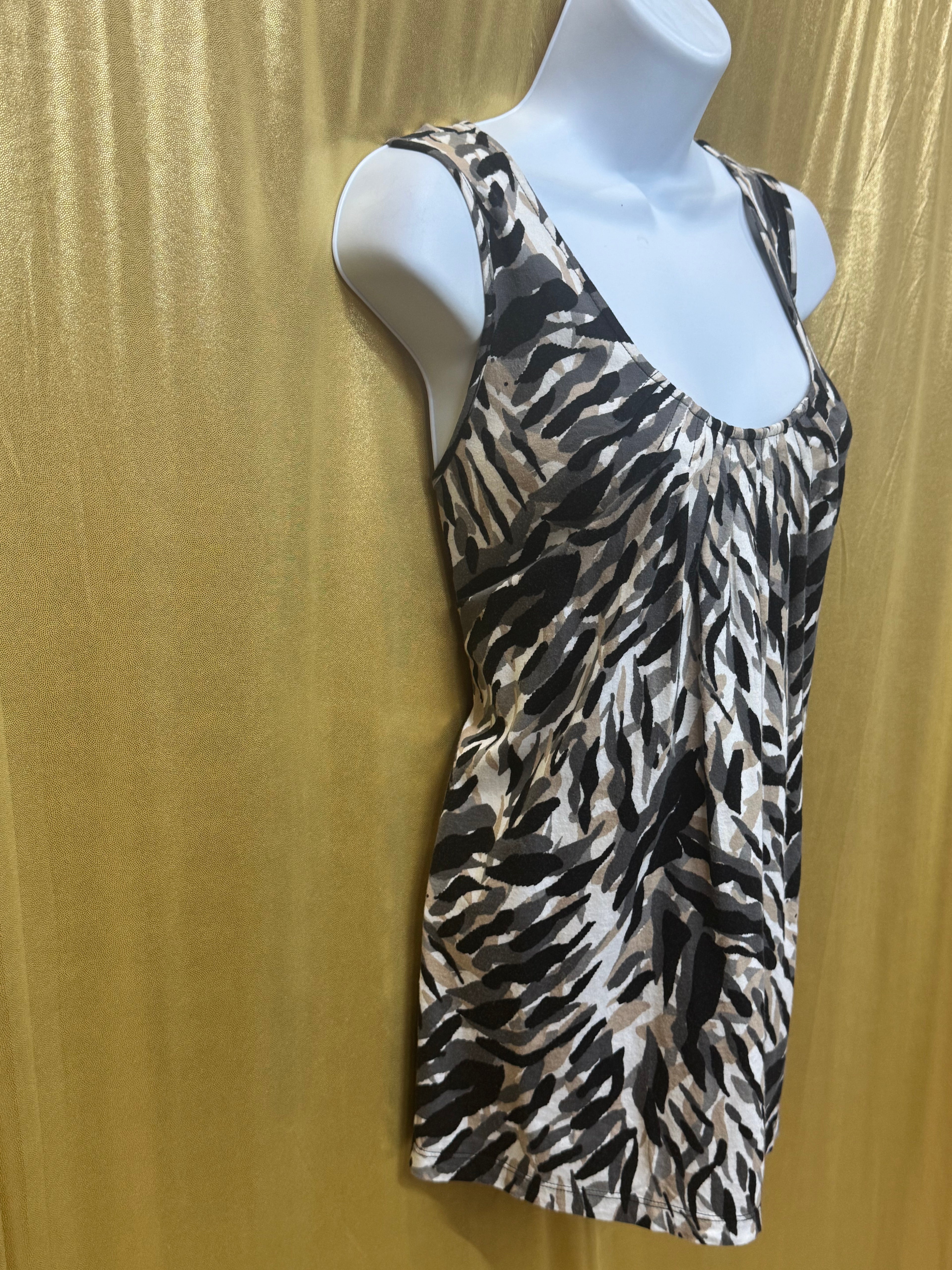 Apostrophe Zebra Print Tank Top Size M Cotton Modal Blend Scoop Neck