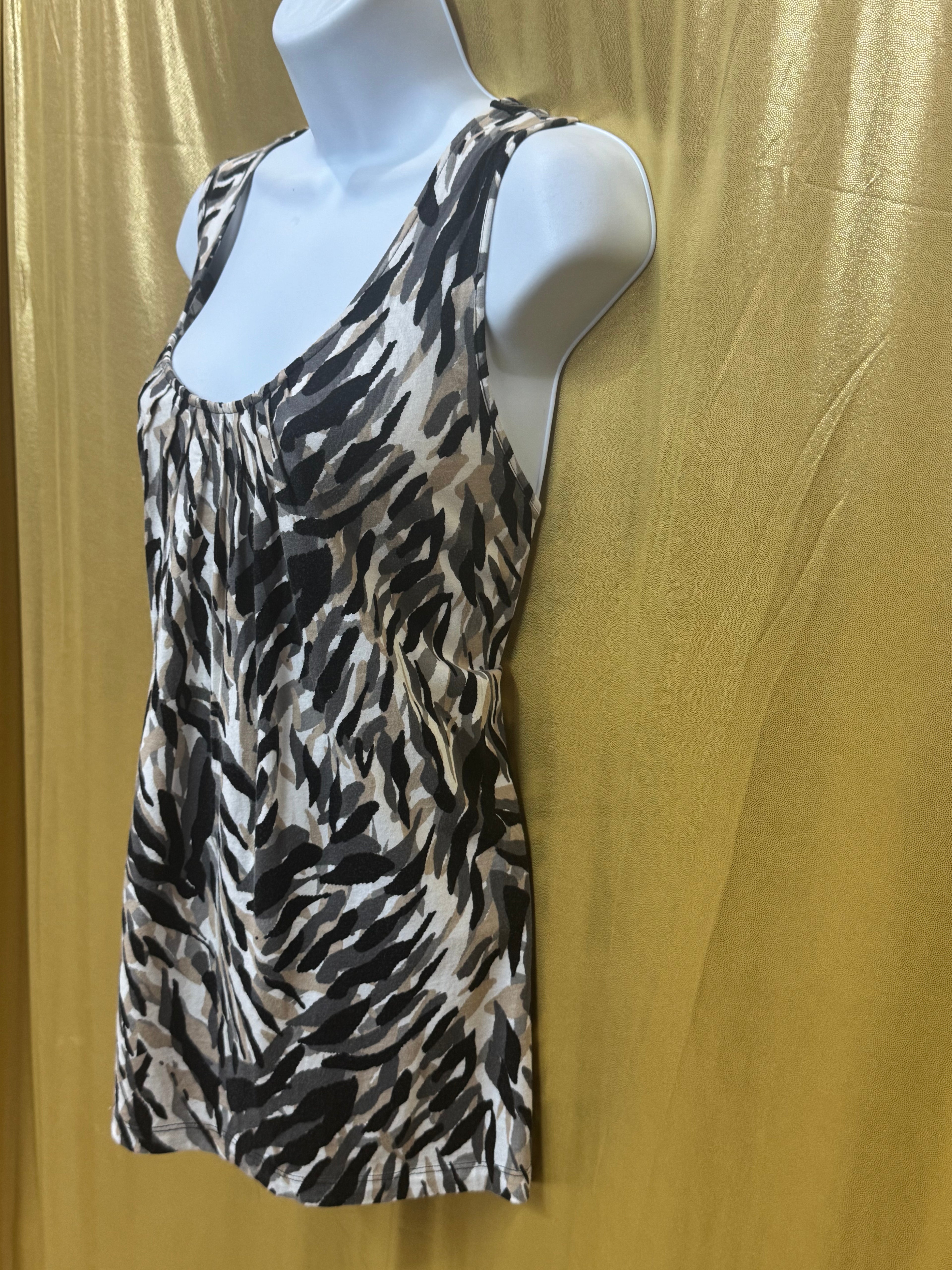 Apostrophe Zebra Print Tank Top Size M Cotton Modal Blend Scoop Neck