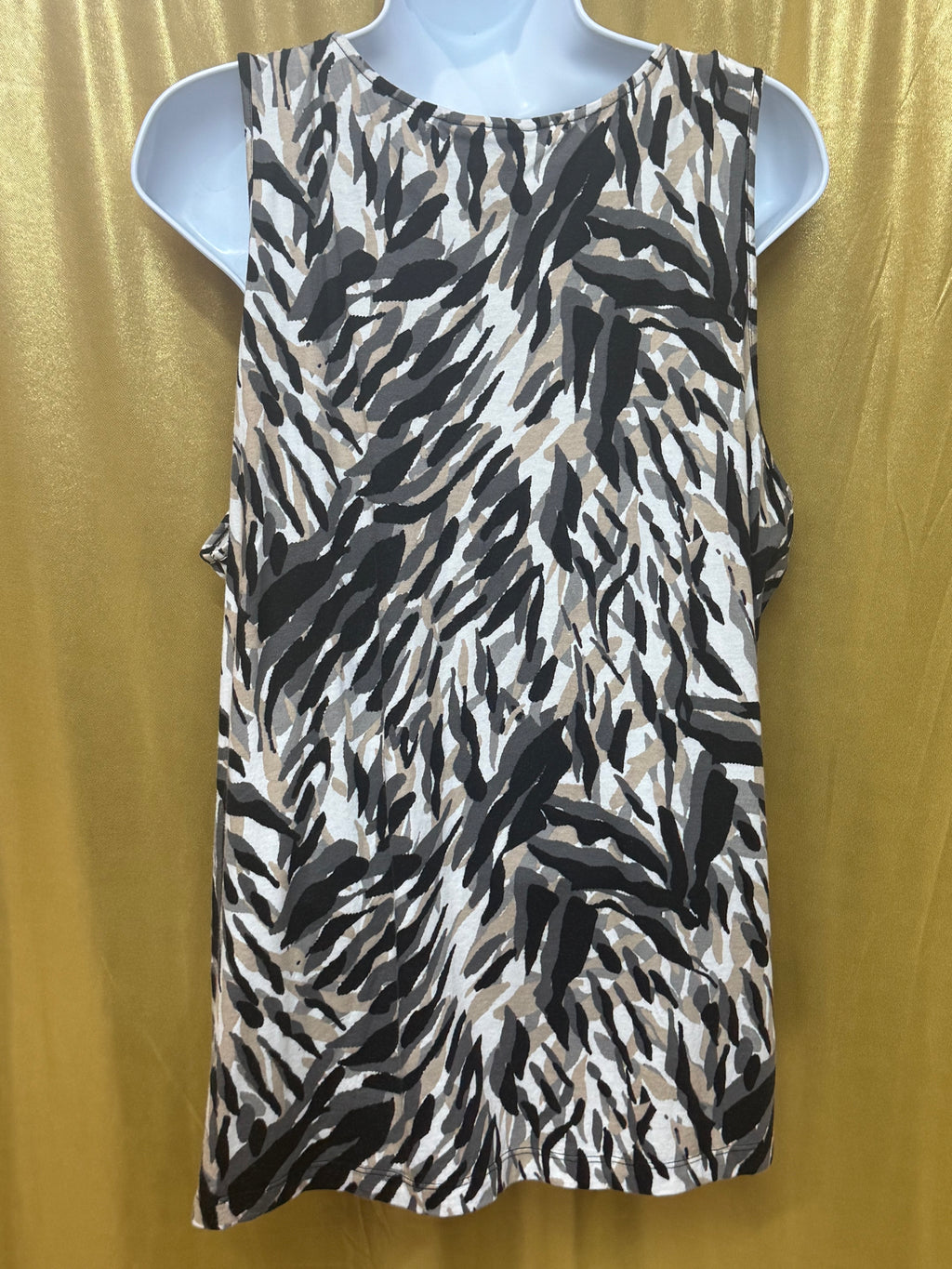 Apostrophe Zebra Print Tank Top Size M Cotton Modal Blend Scoop Neck