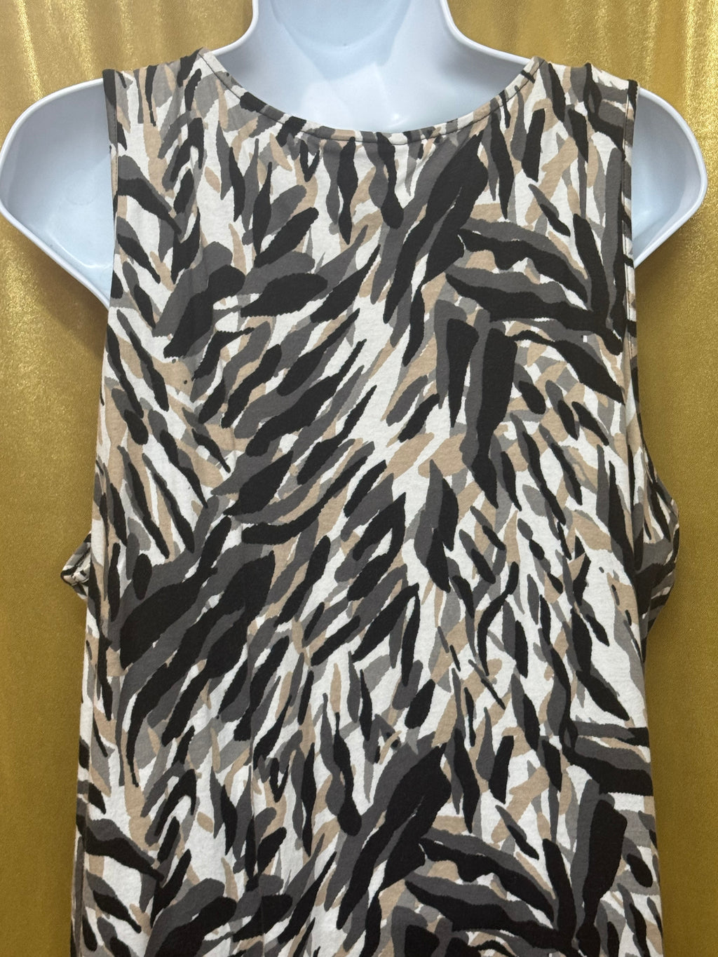 Apostrophe Zebra Print Tank Top Size M Cotton Modal Blend Scoop Neck