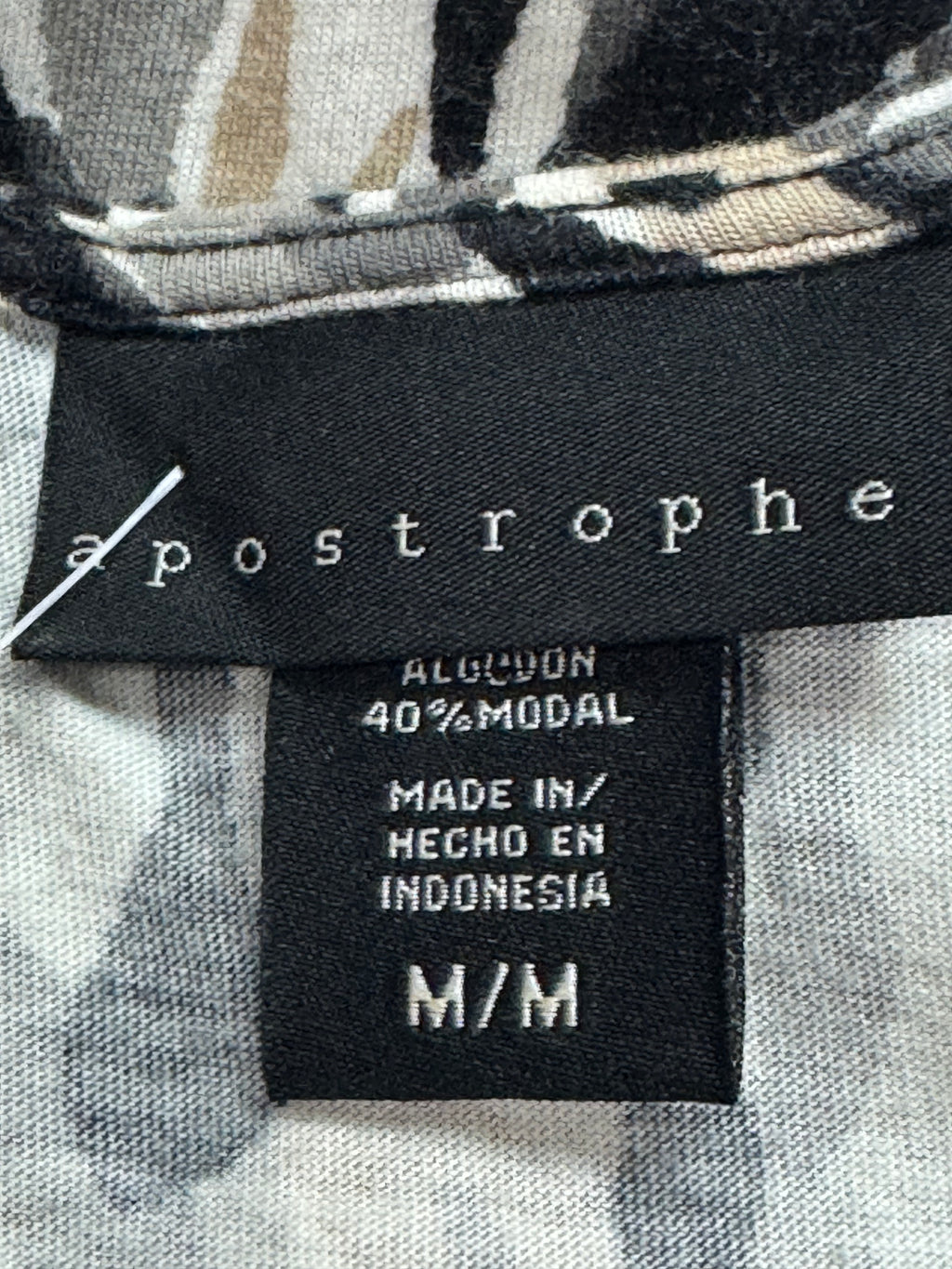 Apostrophe Zebra Print Tank Top Size M Cotton Modal Blend Scoop Neck