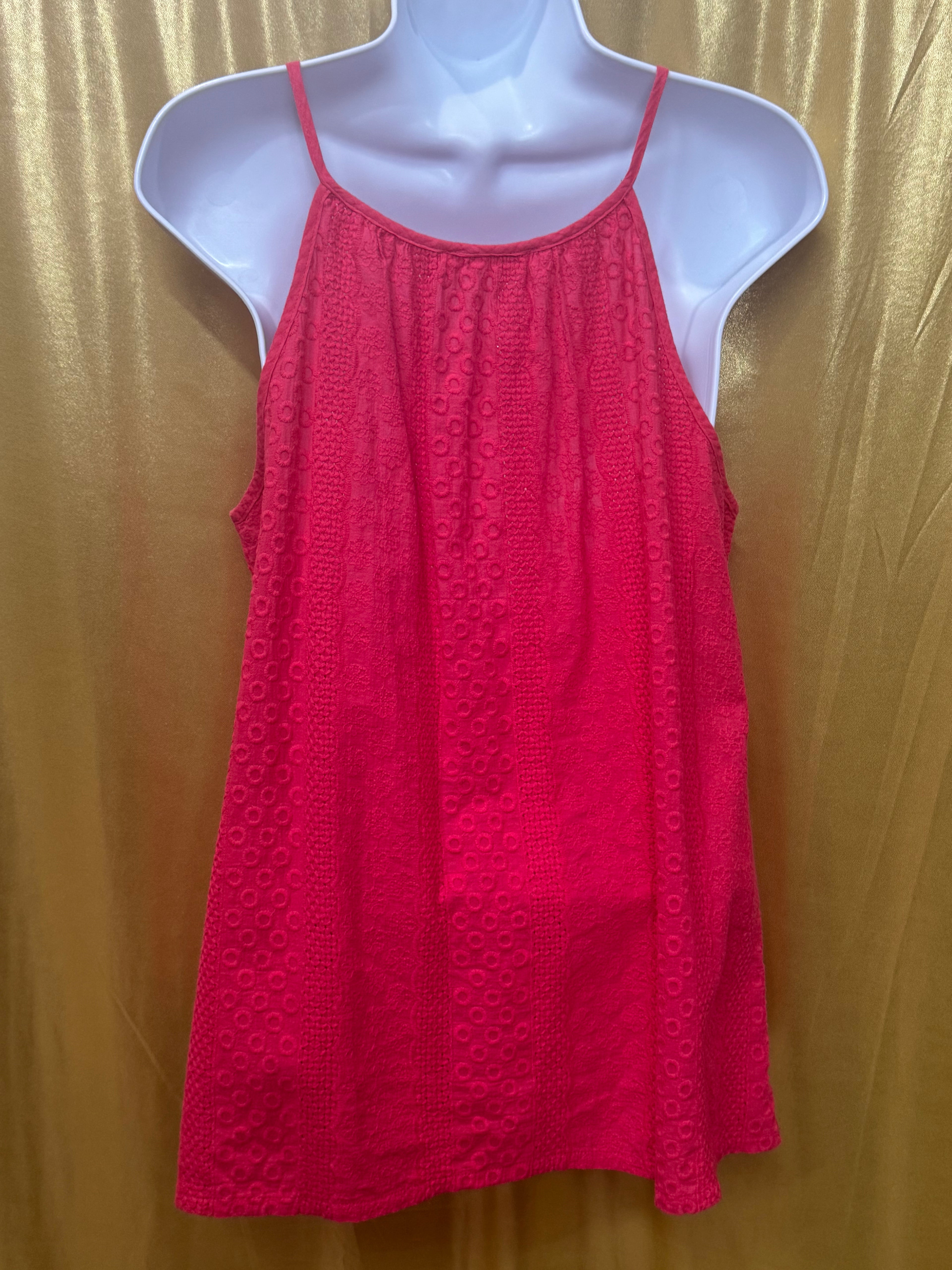 L'affaire Red Crochet Lace Accent Halter Camisole Tank Top Size M Cotton Boho