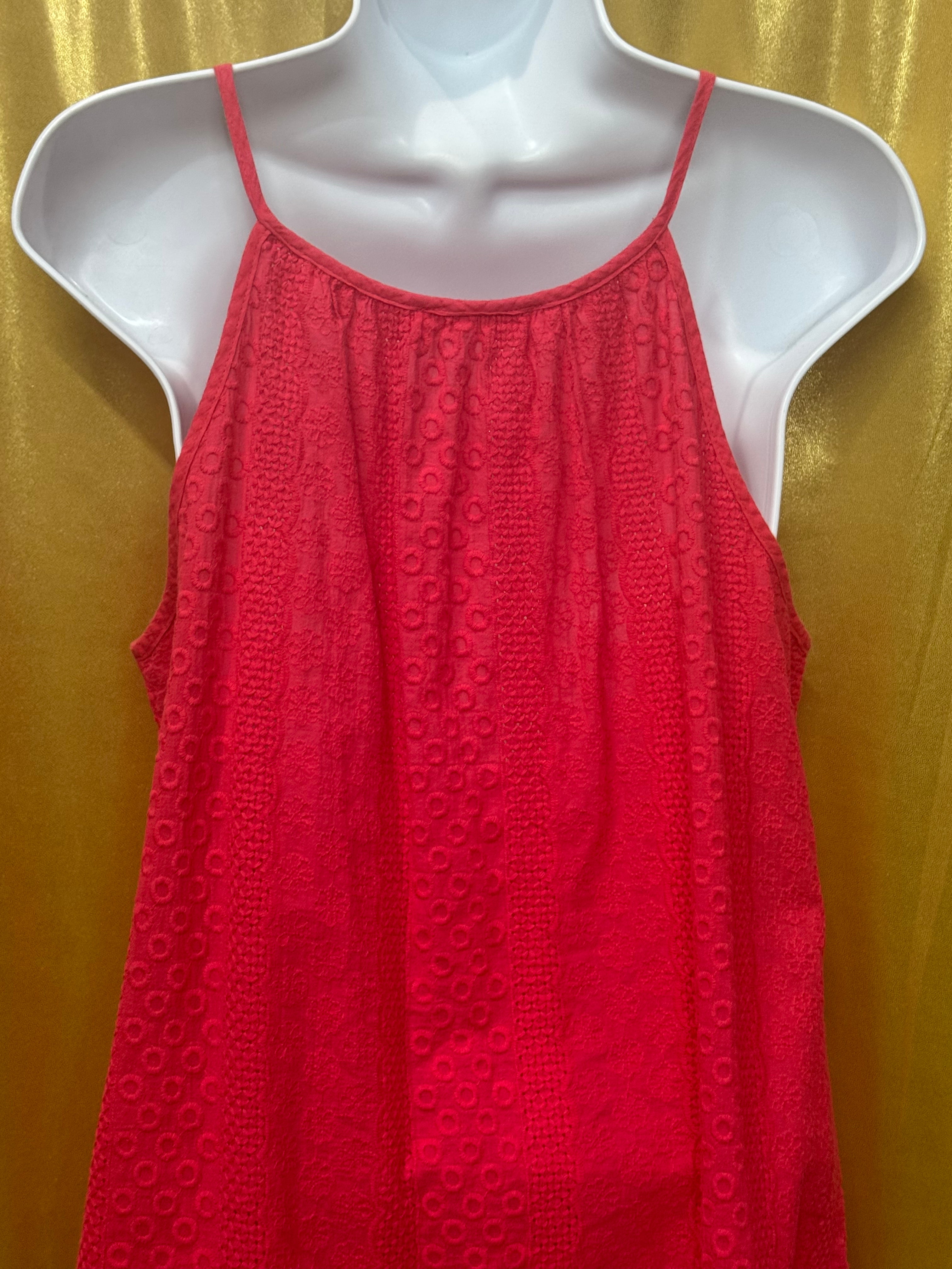 L'affaire Red Crochet Lace Accent Halter Camisole Tank Top Size M Cotton Boho