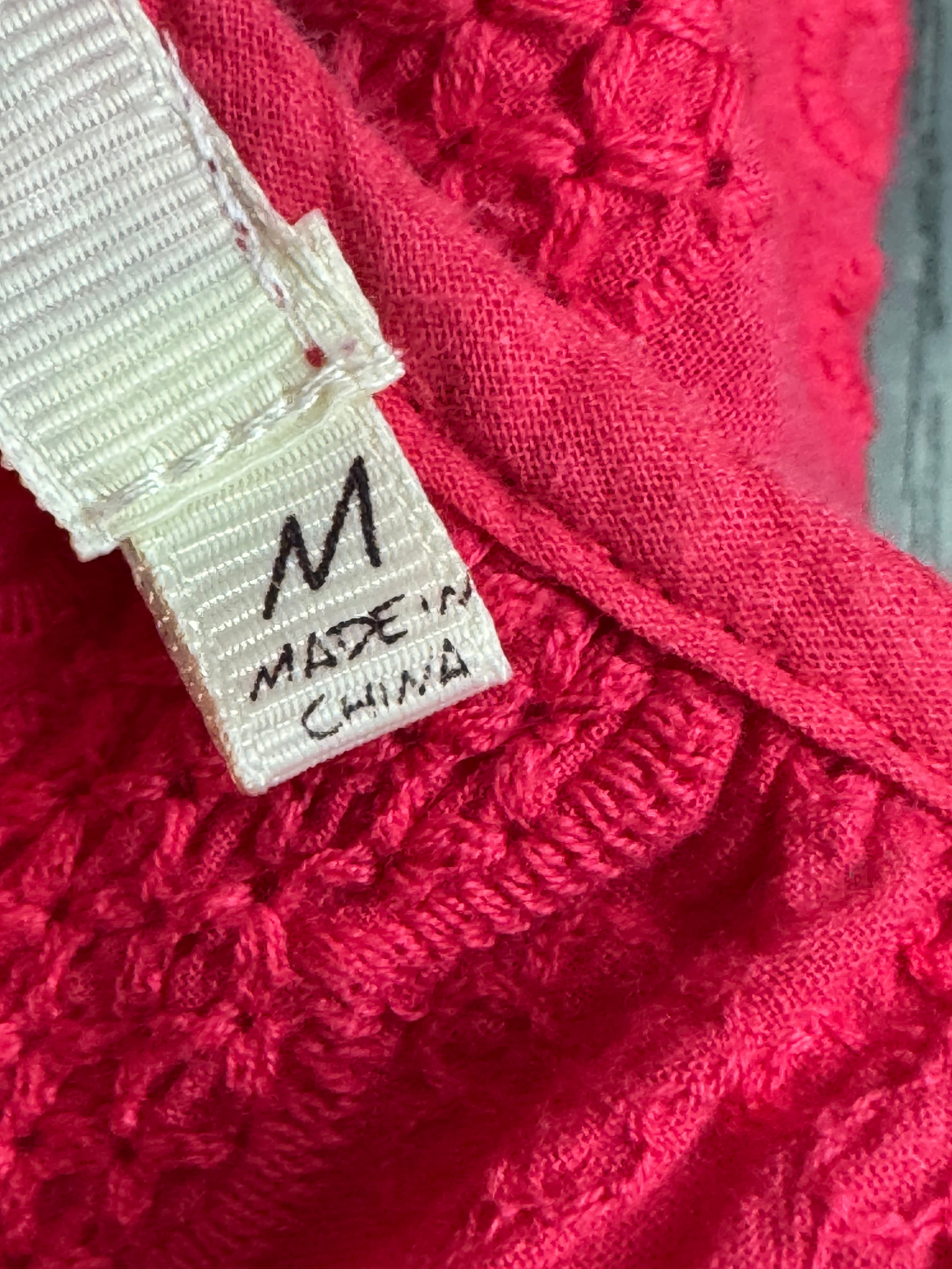 L'affaire Red Crochet Lace Accent Halter Camisole Tank Top Size M Cotton Boho