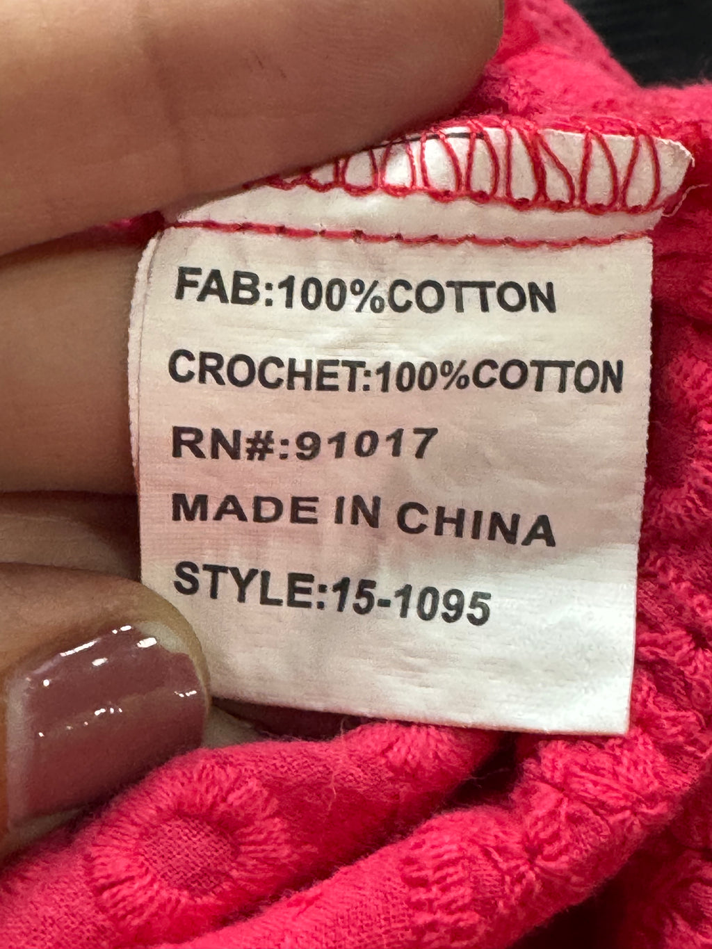 L'affaire Red Crochet Lace Accent Halter Camisole Tank Top Size M Cotton Boho