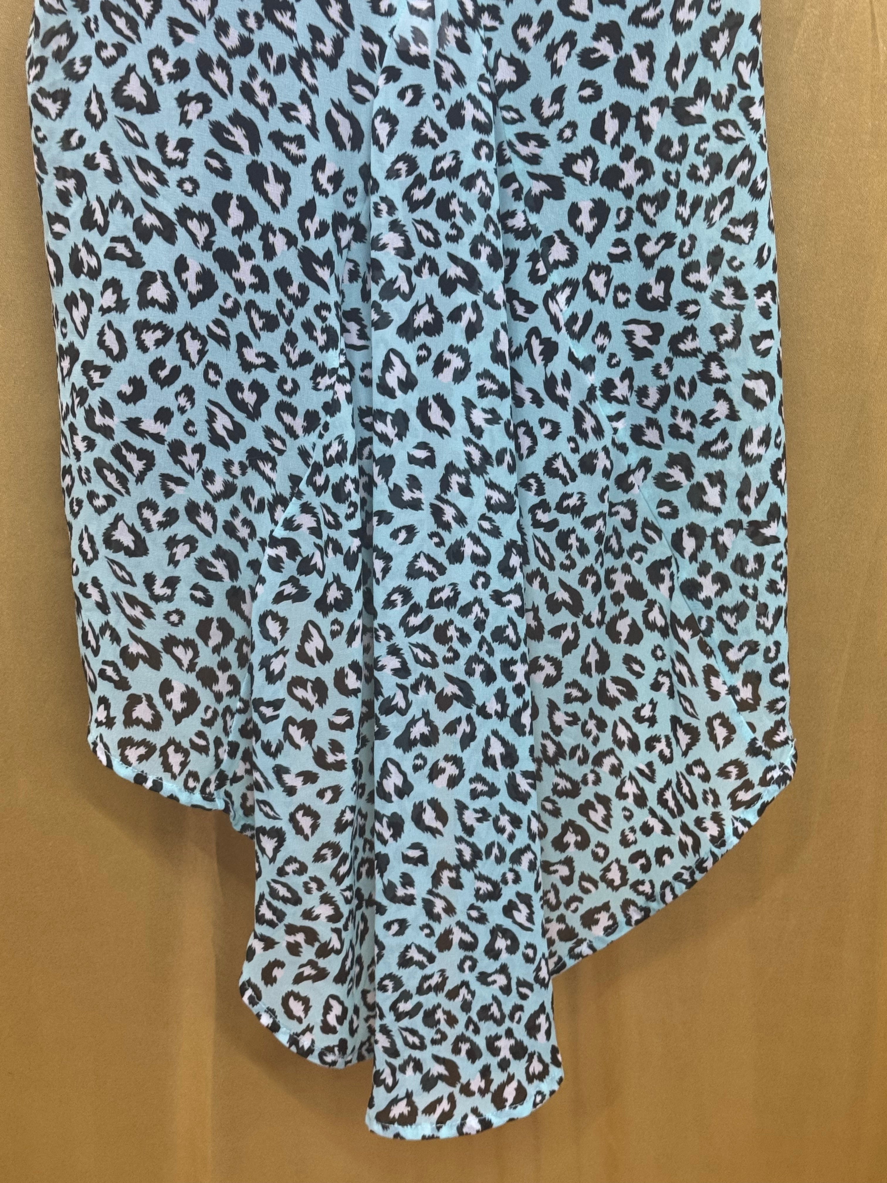 Iris Los Angeles Blue Leopard High-Low Tank Top Medium