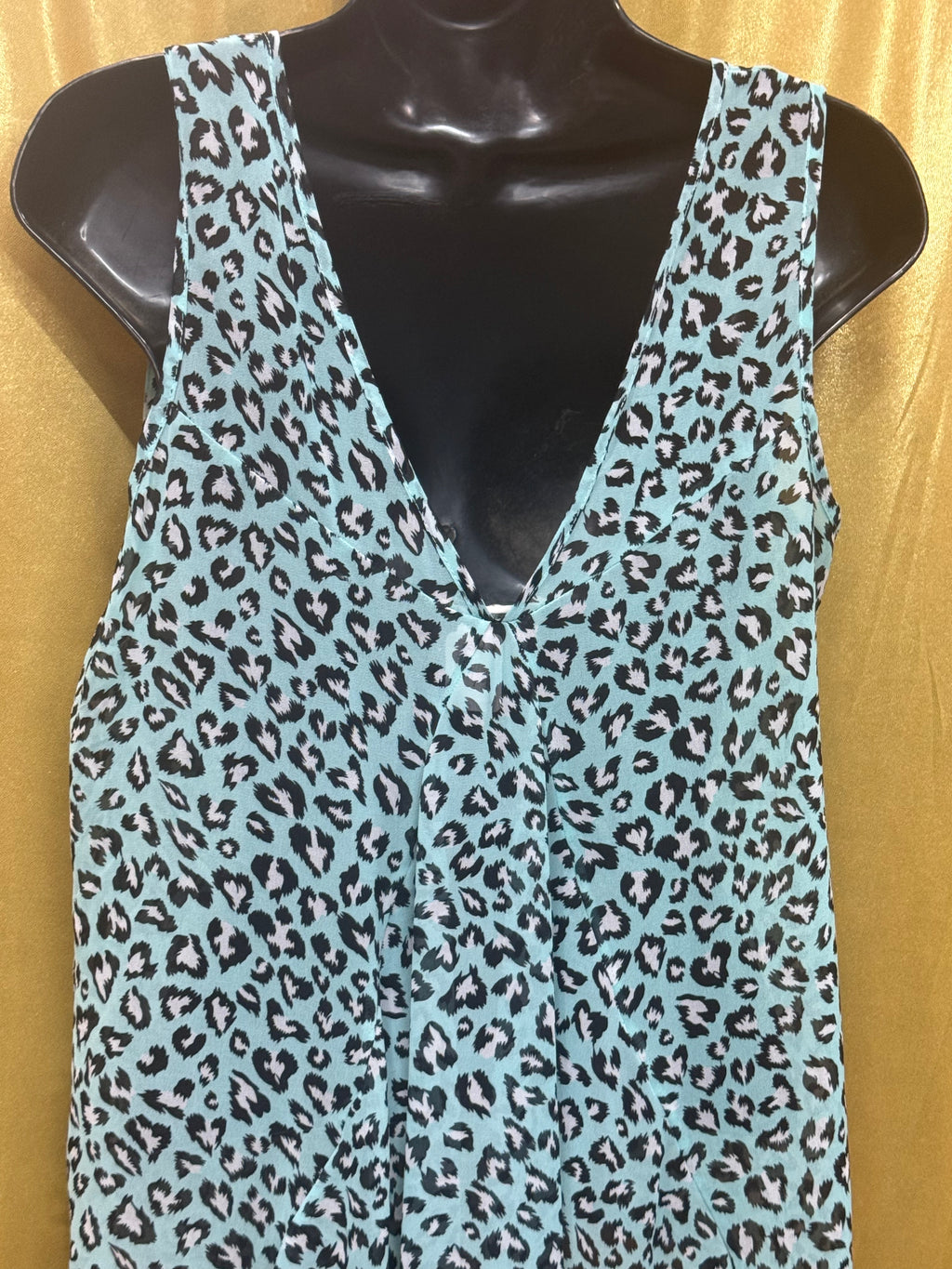 Iris Los Angeles Blue Leopard High-Low Tank Top Medium