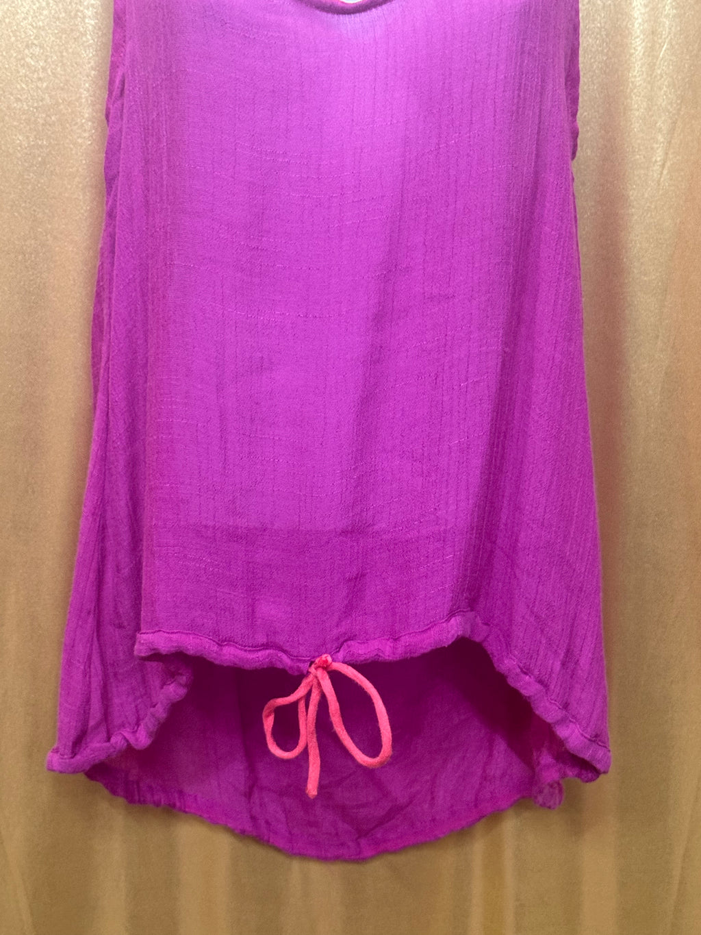 Lucy Love JoJo Top Magenta Pink High-Low Drawstring Tank Medium