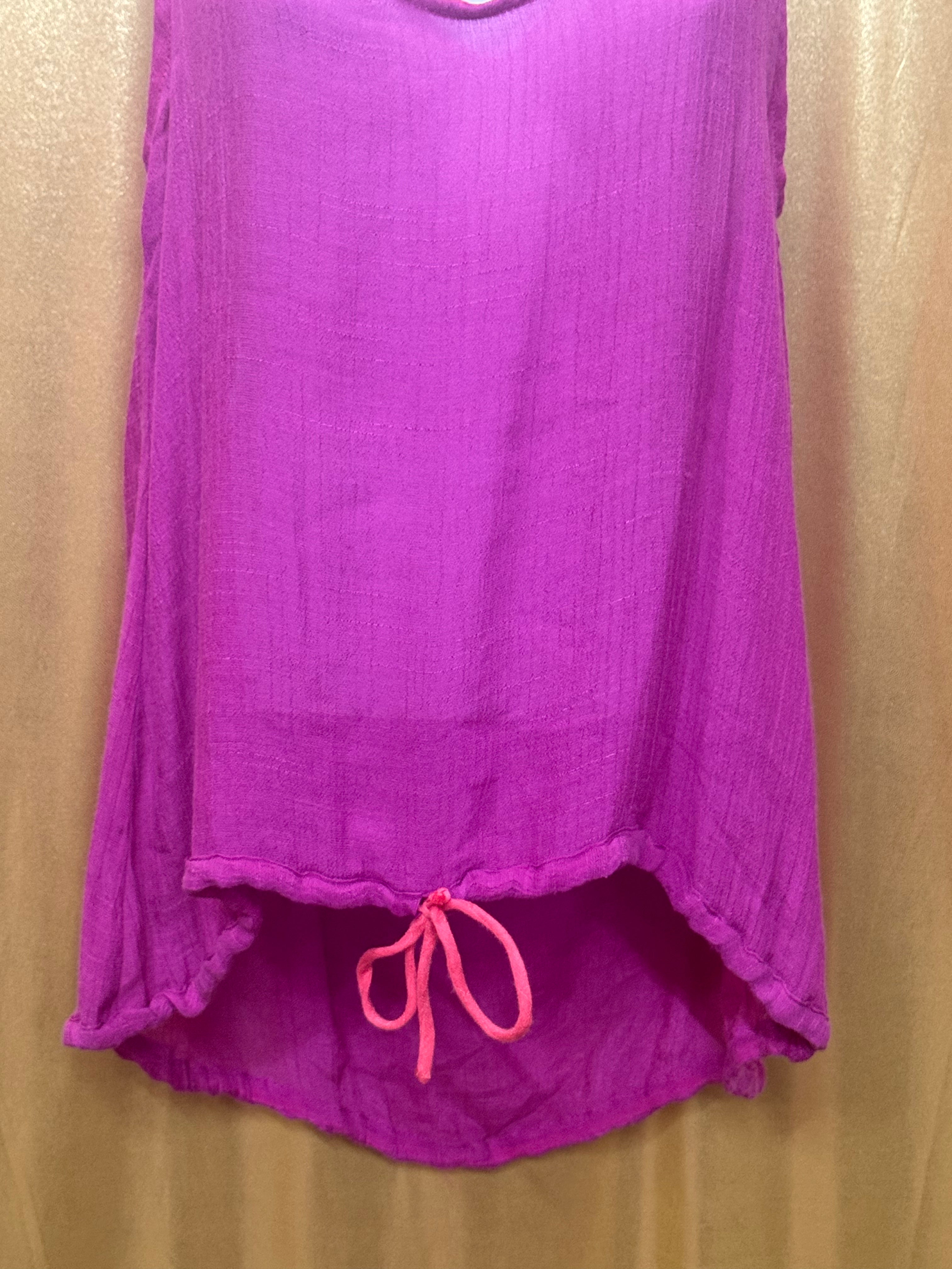 Lucy Love JoJo Top Magenta Pink High-Low Drawstring Tank Medium