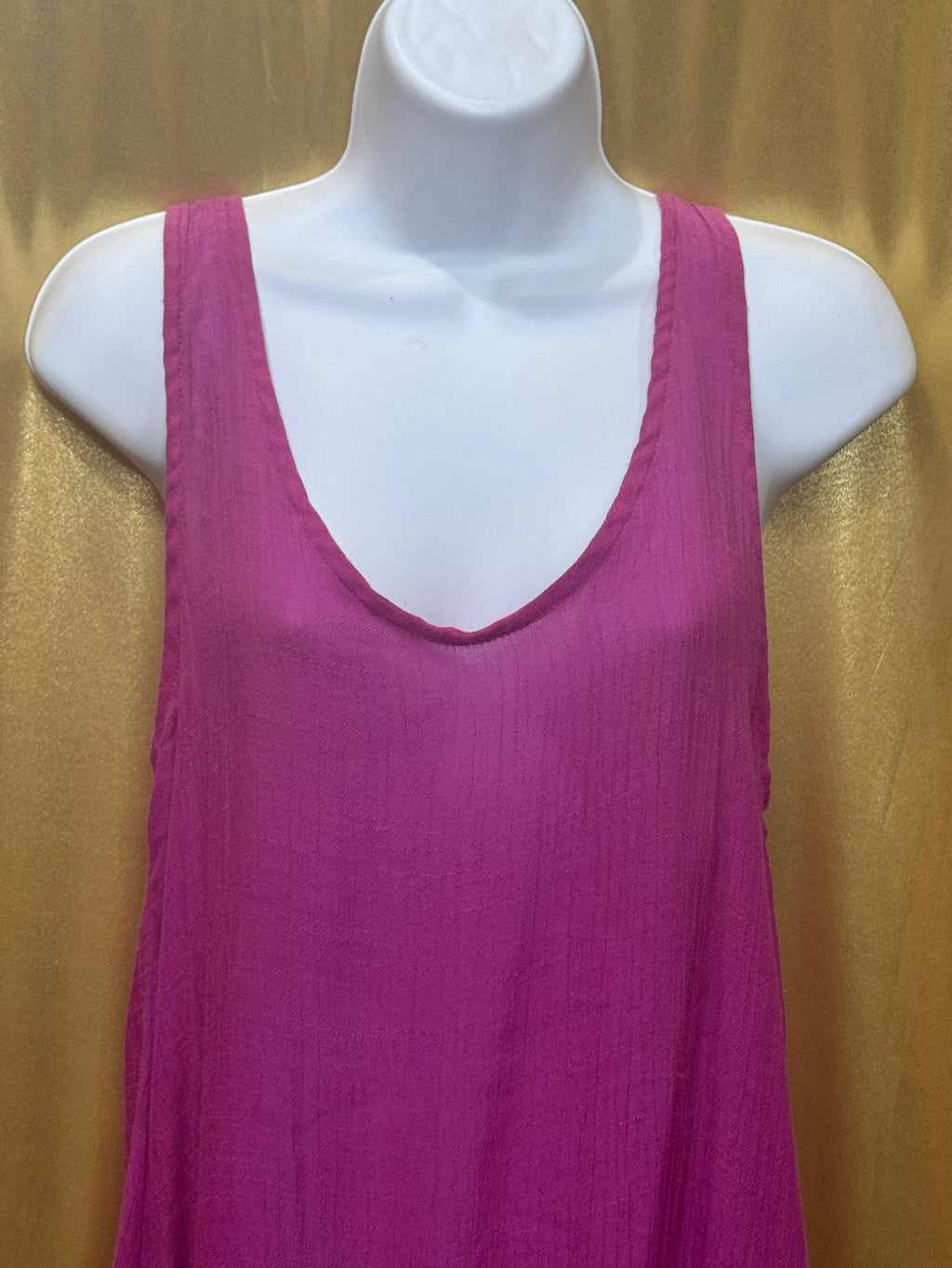 Lucy Love JoJo Top Magenta Pink High-Low Drawstring Tank Medium