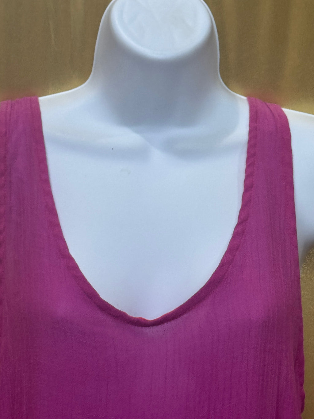 Lucy Love JoJo Top Magenta Pink High-Low Drawstring Tank Medium