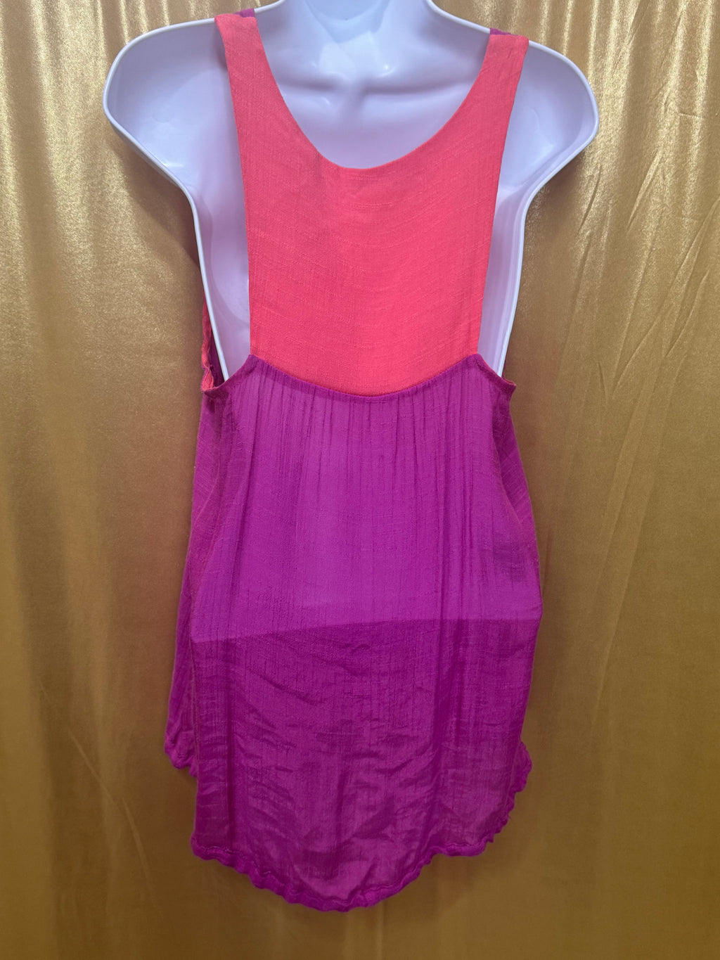 Lucy Love JoJo Top Magenta Pink High-Low Drawstring Tank Medium