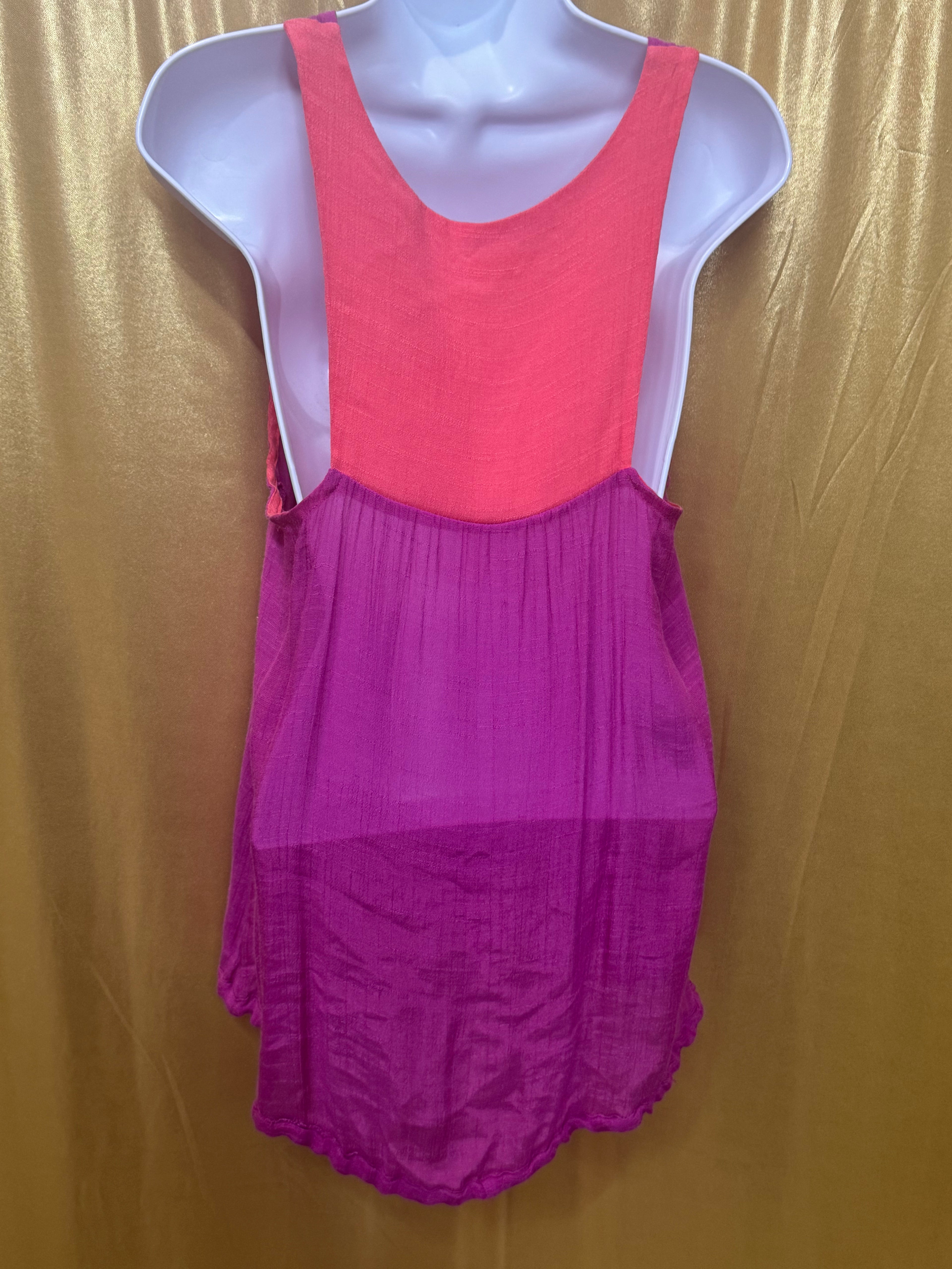 Lucy Love JoJo Top Magenta Pink High-Low Drawstring Tank Medium