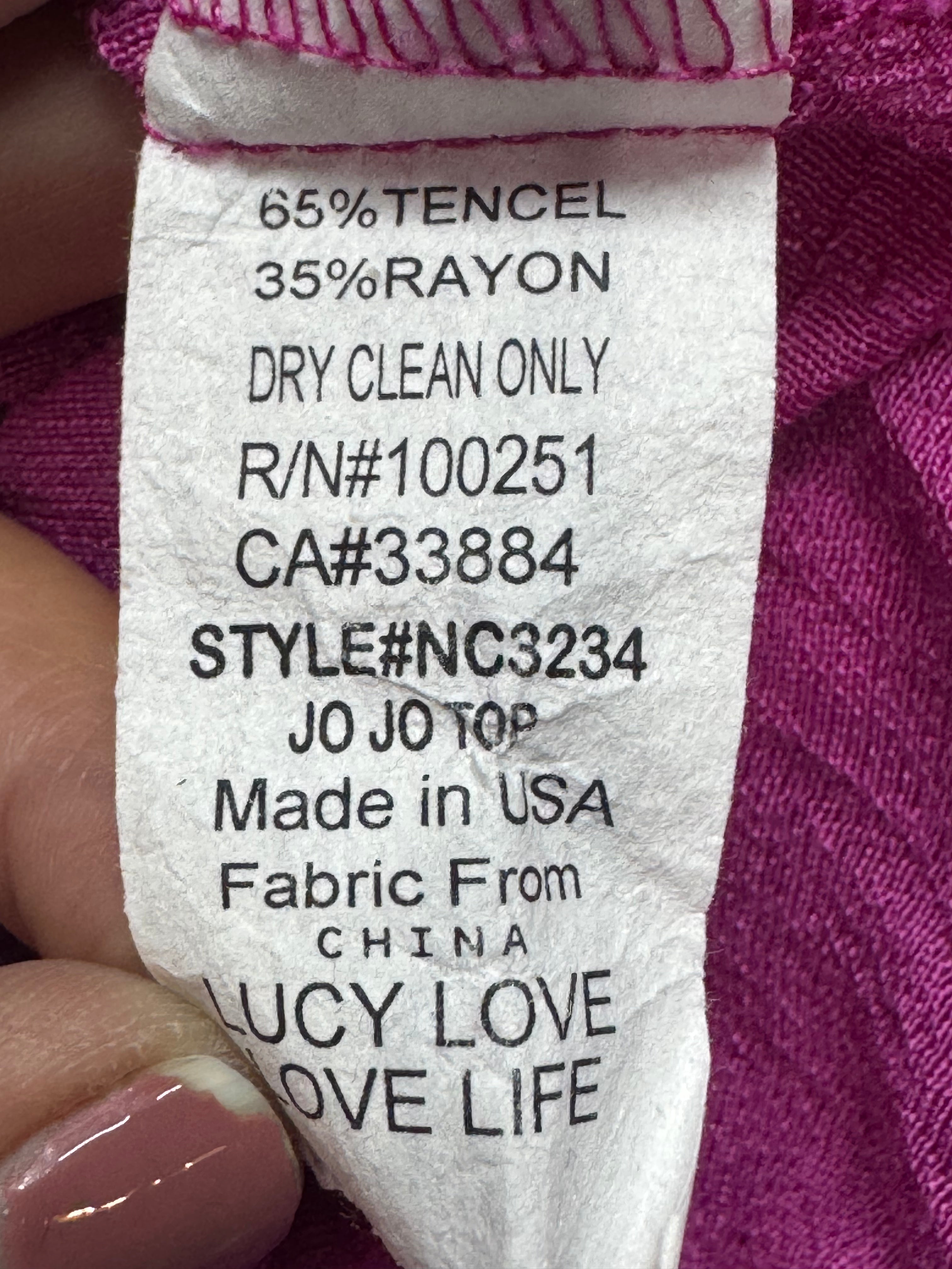Lucy Love JoJo Top Magenta Pink High-Low Drawstring Tank Medium